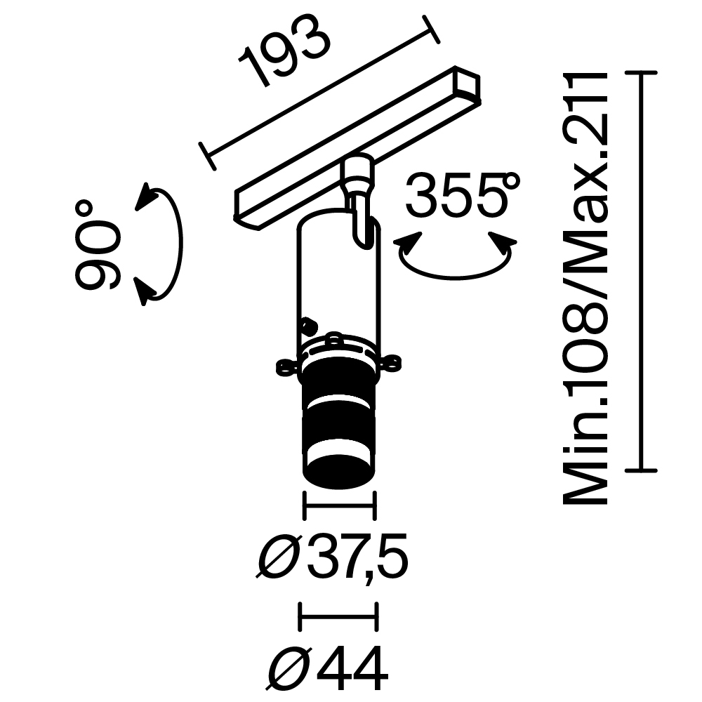 Дополнительная картинка Трековый светильник Technical TR108-2-10W3K-B