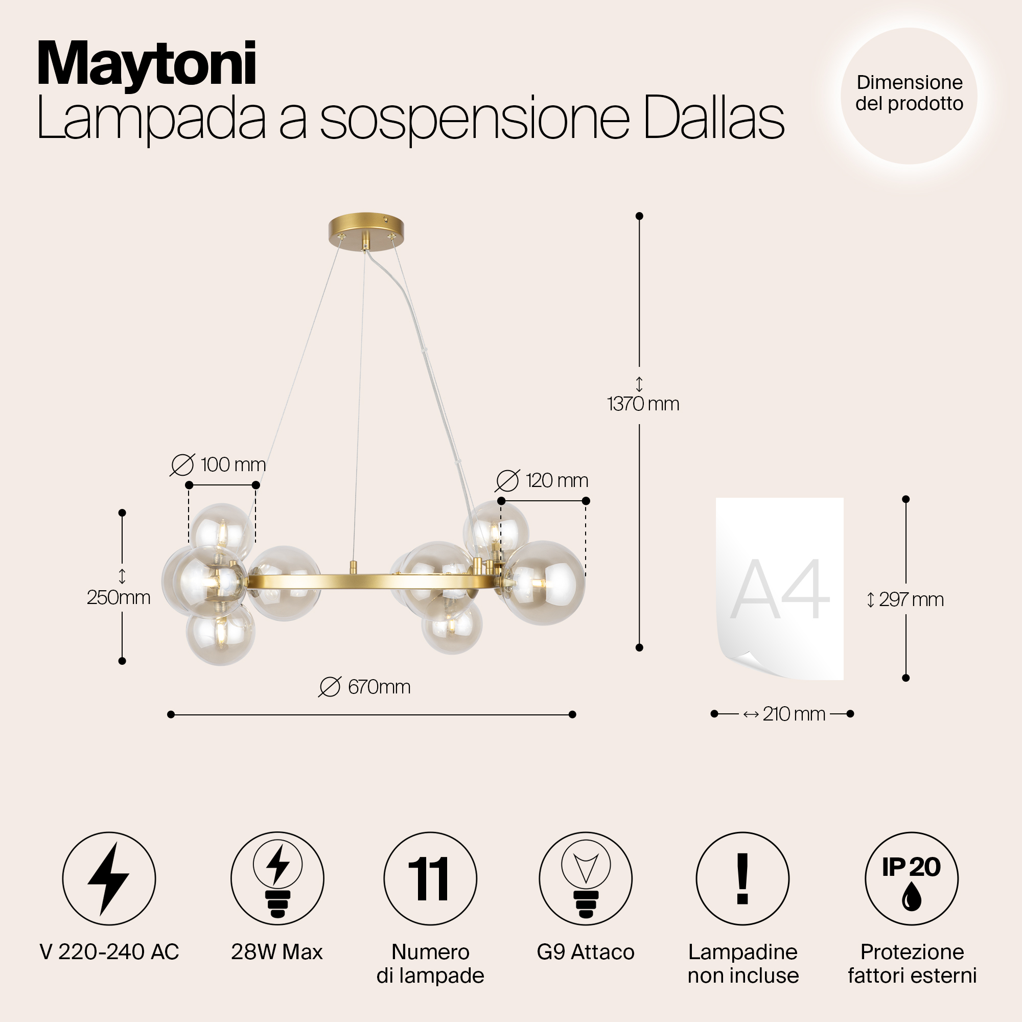 Дополнительная картинка Подвесной светильник Maytoni MOD545PL-11G