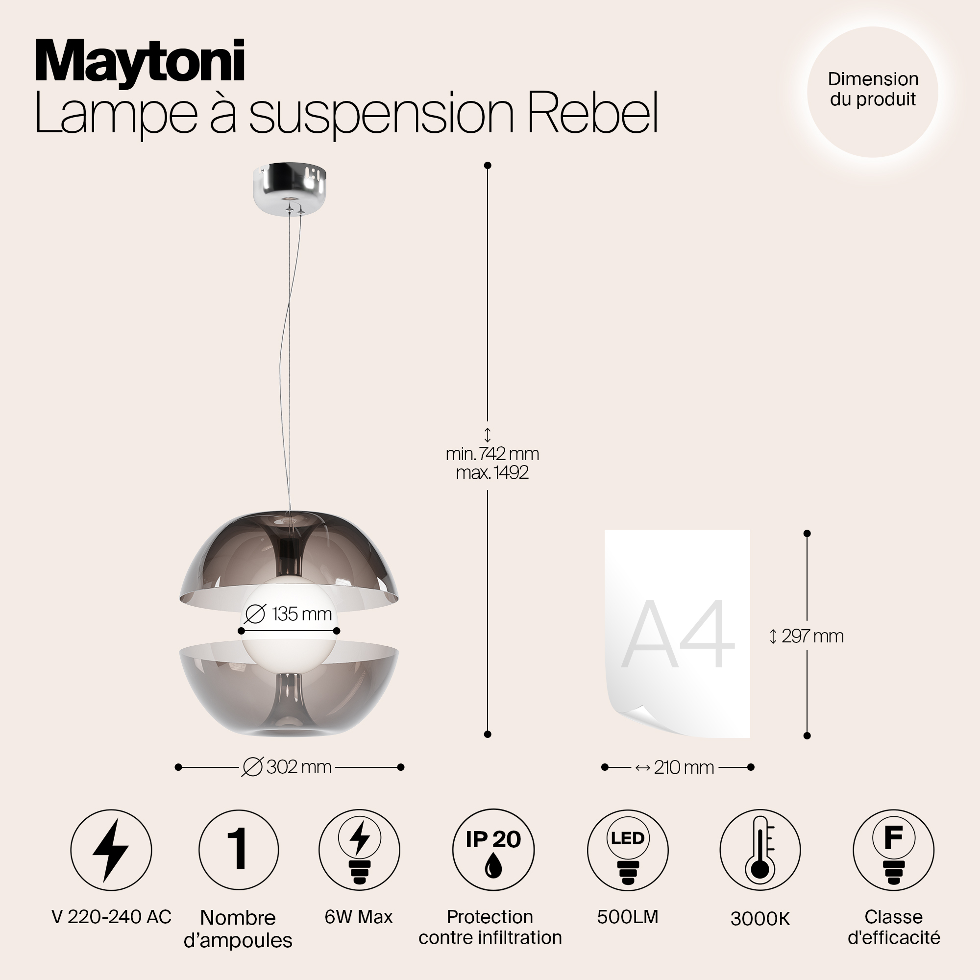 Дополнительная картинка Подвесной светильник Maytoni MOD322PL-L6B3K