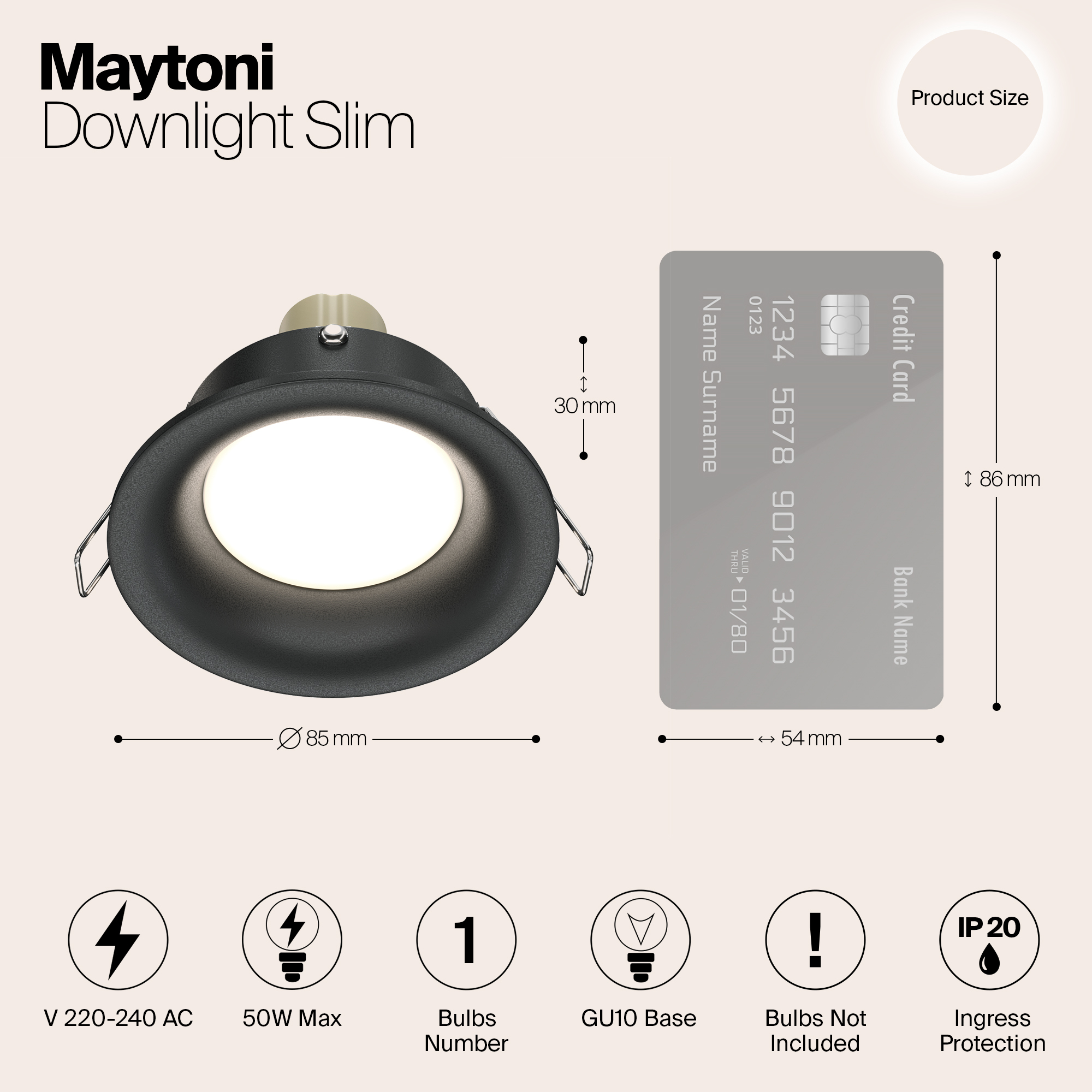Дополнительная картинка Встраиваемый светильник Maytoni Slim DL027-2-01B