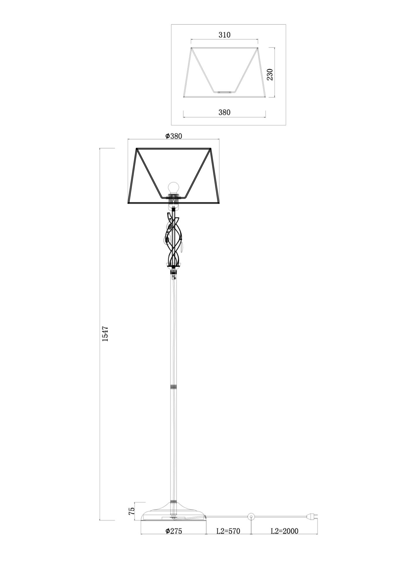 Картинка Торшер Freya Monique FR2001FL-01G