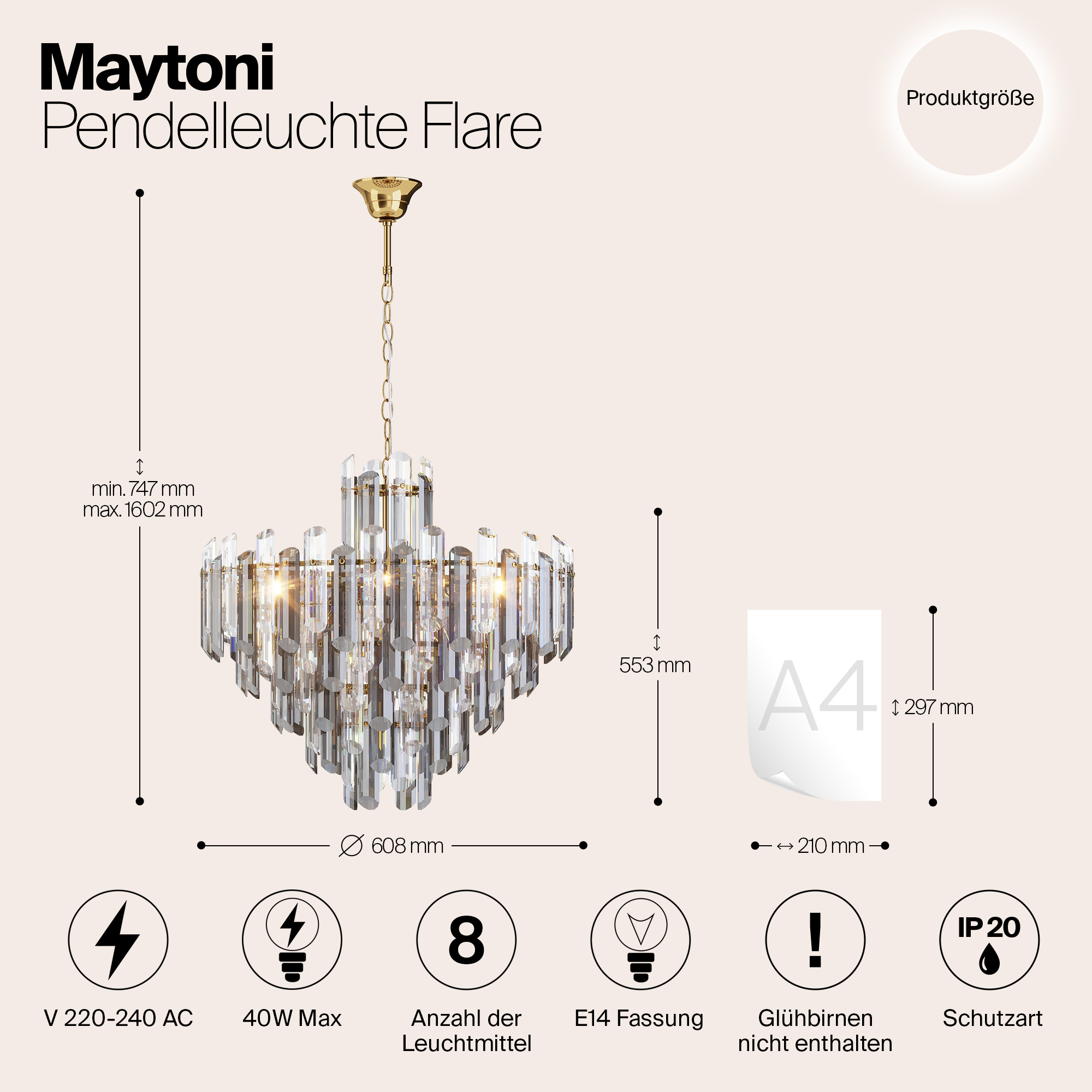 Дополнительная картинка Люстра Maytoni DIA200PL-08G