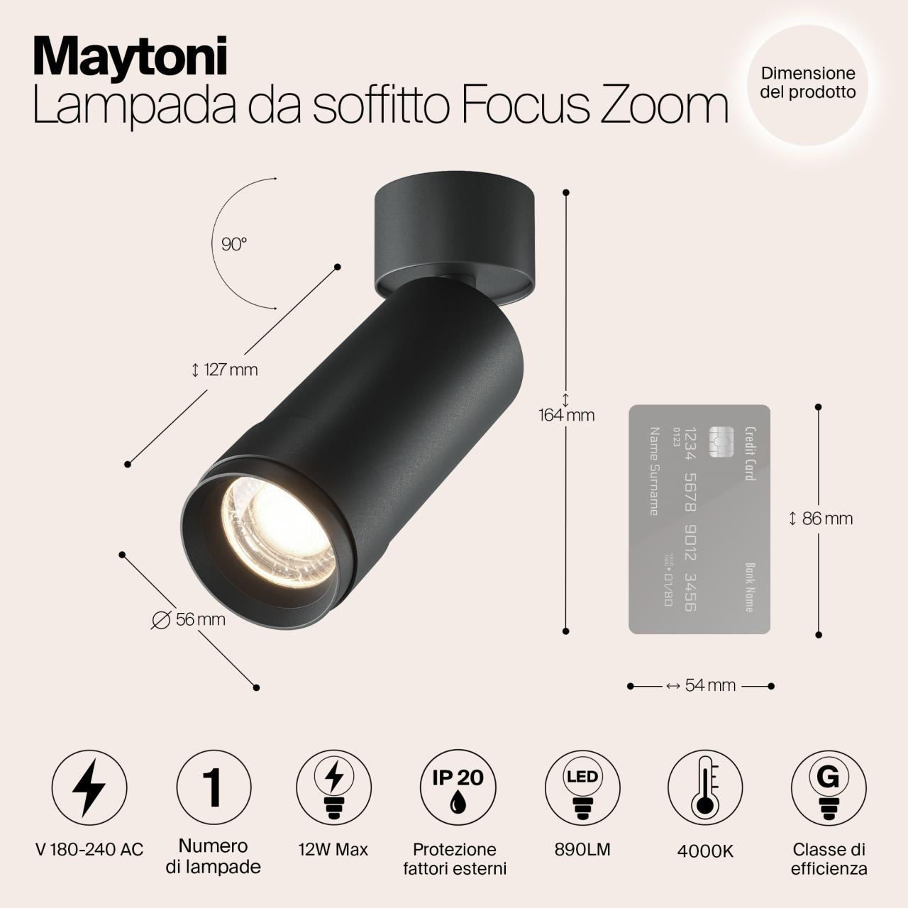 Дополнительная картинка Потолочный светильник Technical C055CL-L12W4K-Z-B