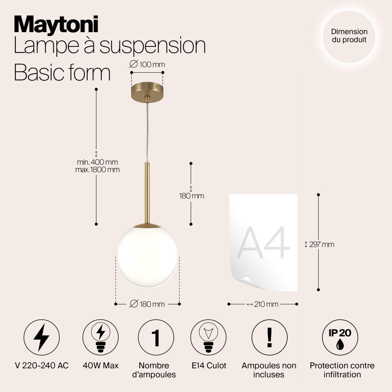 Дополнительная картинка Подвесной светильник Maytoni MOD321PL-01G2