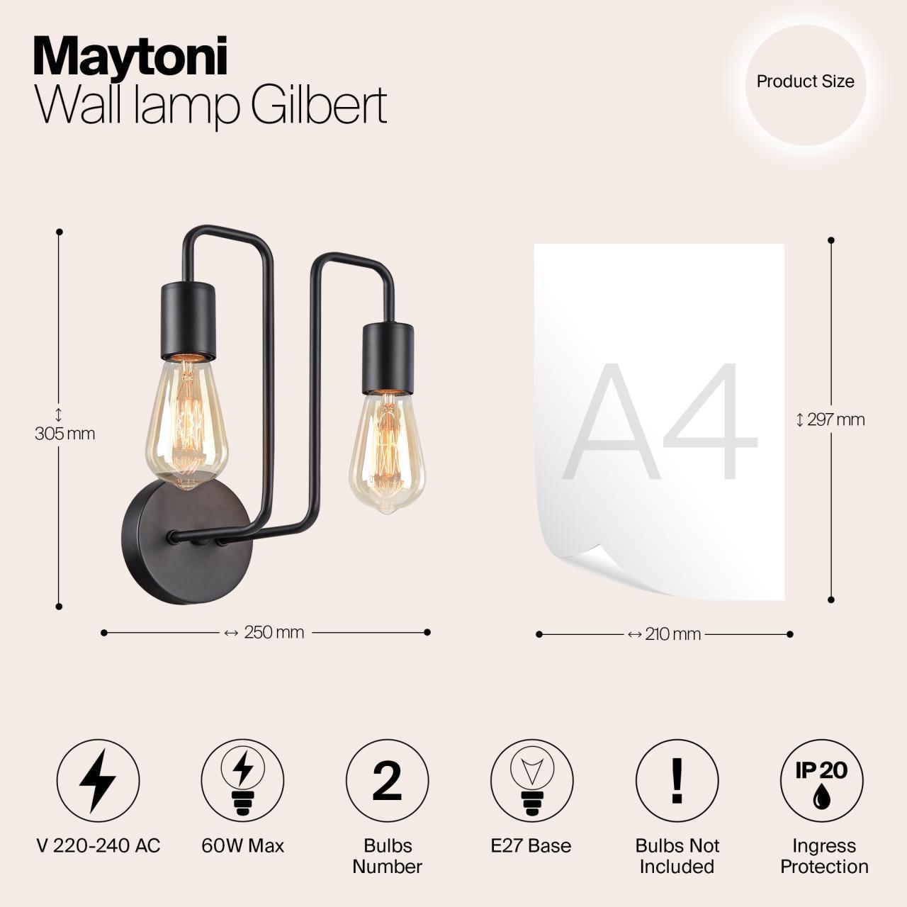 Дополнительная картинка Бра Maytoni Gilbert T532WL-02B