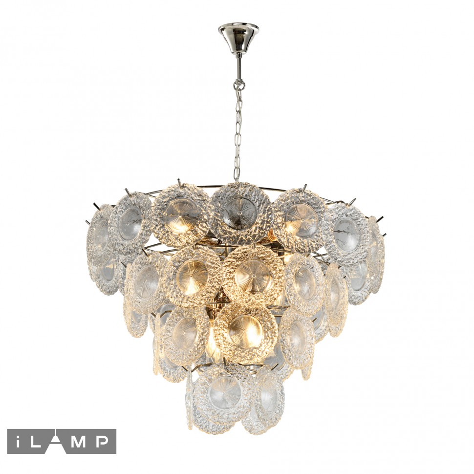 подвесная люстра ilamp rockfeller p2549-12 nickel, доставка по Казахстану 