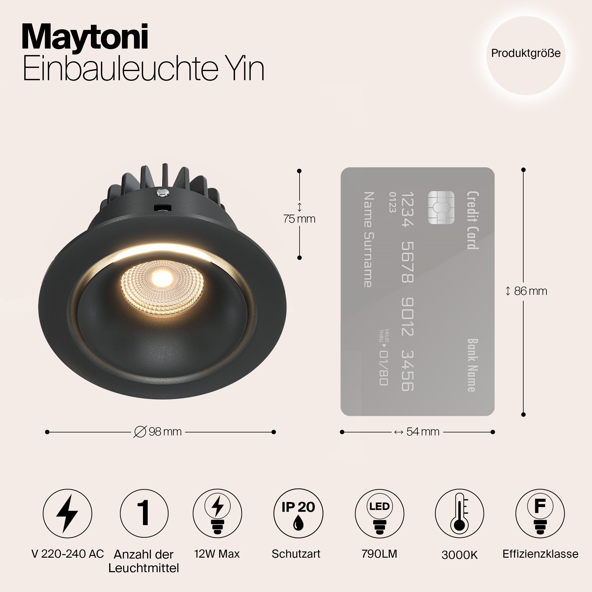 Картинка Встраиваемый светодиодный светильник Maytoni Zoom DL031-2-L12B