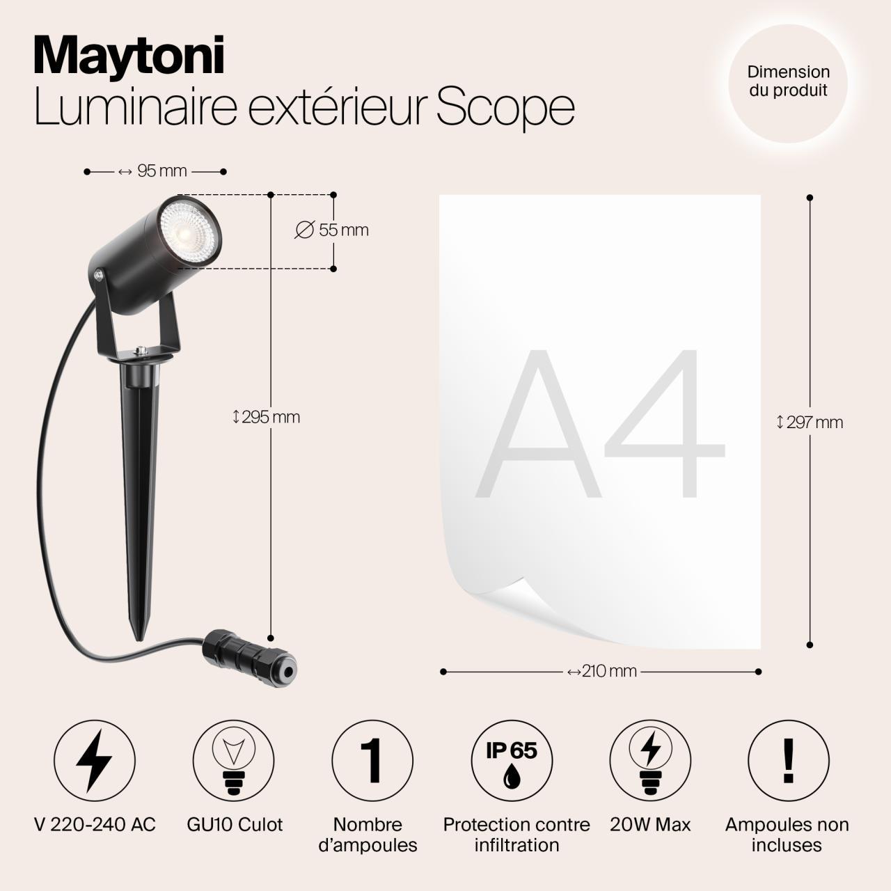 Дополнительная картинка Ландшафтный светильник Maytoni Scope O025FL-01B
