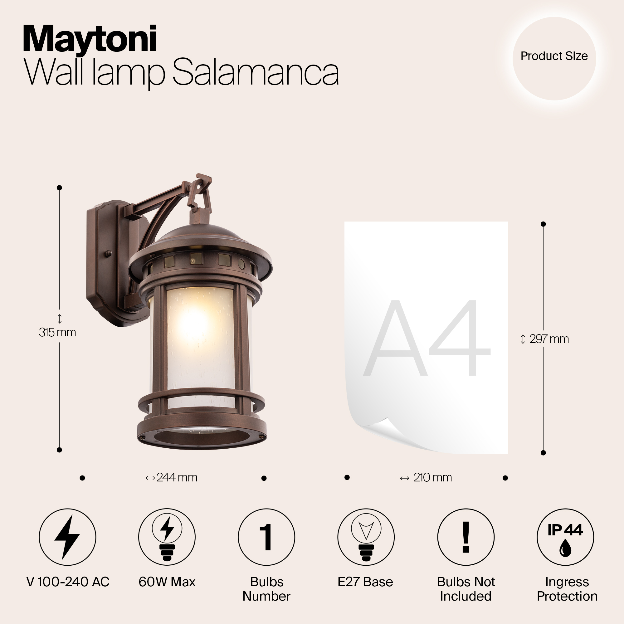 Дополнительная картинка Уличный настенный светильник Maytoni Salamanca O031WL-01BR