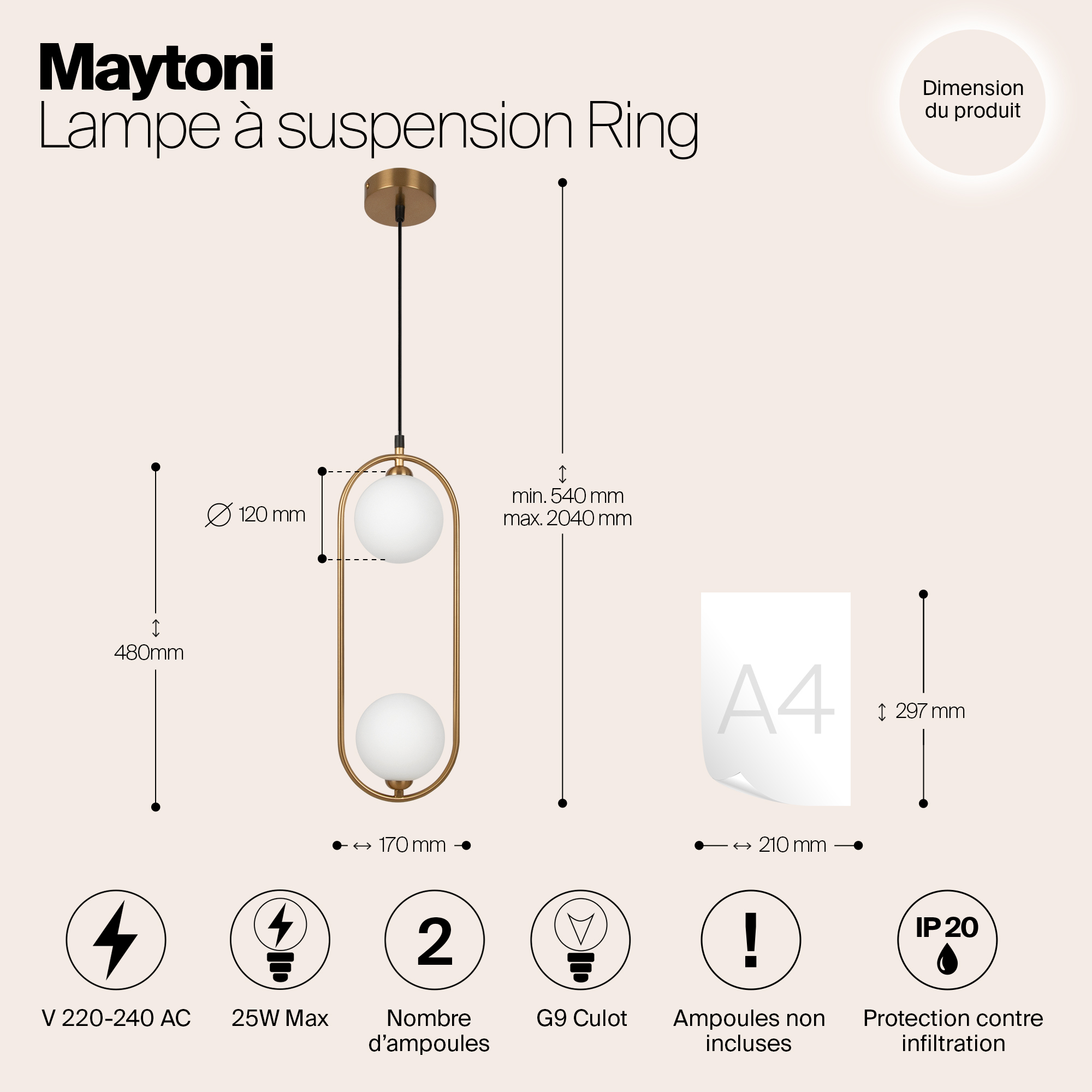 Дополнительная картинка Подвесной светильник Maytoni MOD013PL-02BS1