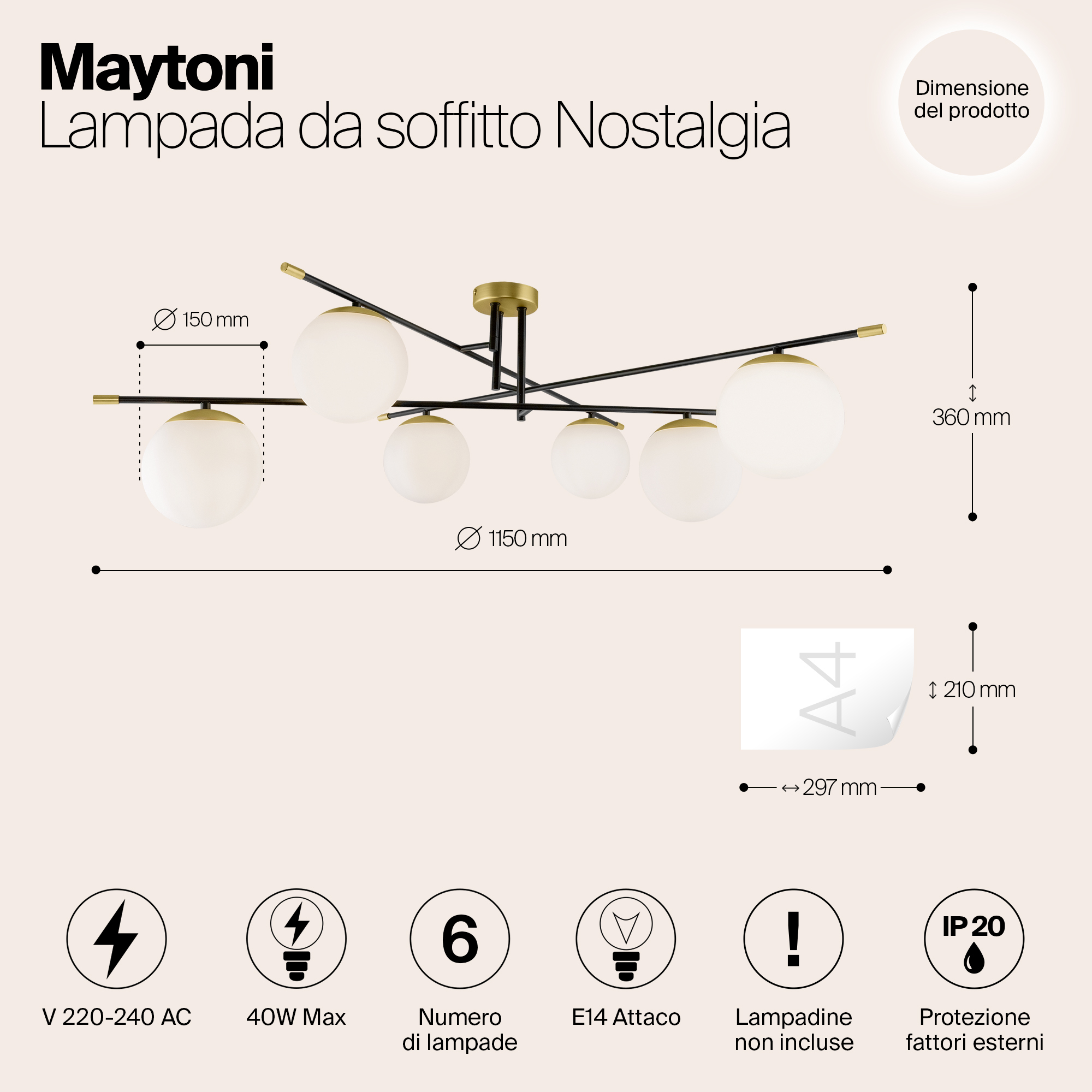 Дополнительная картинка Потолочная люстра Maytoni Nostalgia MOD048CL-06G