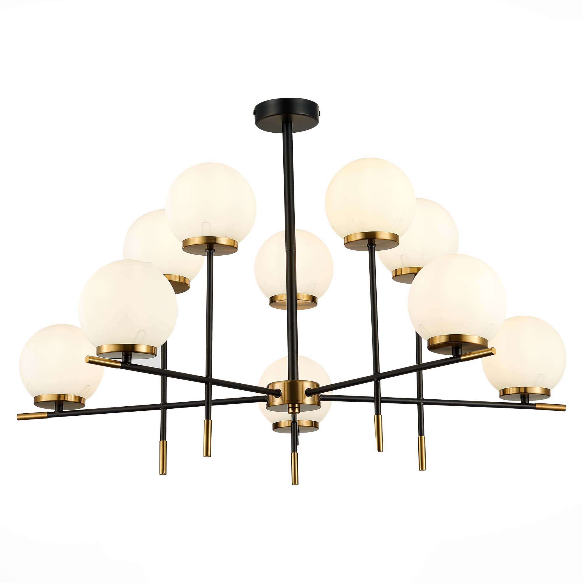 sl1203.402.10 люстра потолочная st-luce черный, латунь/белый e27 10*60w, доставка по Казахстану 