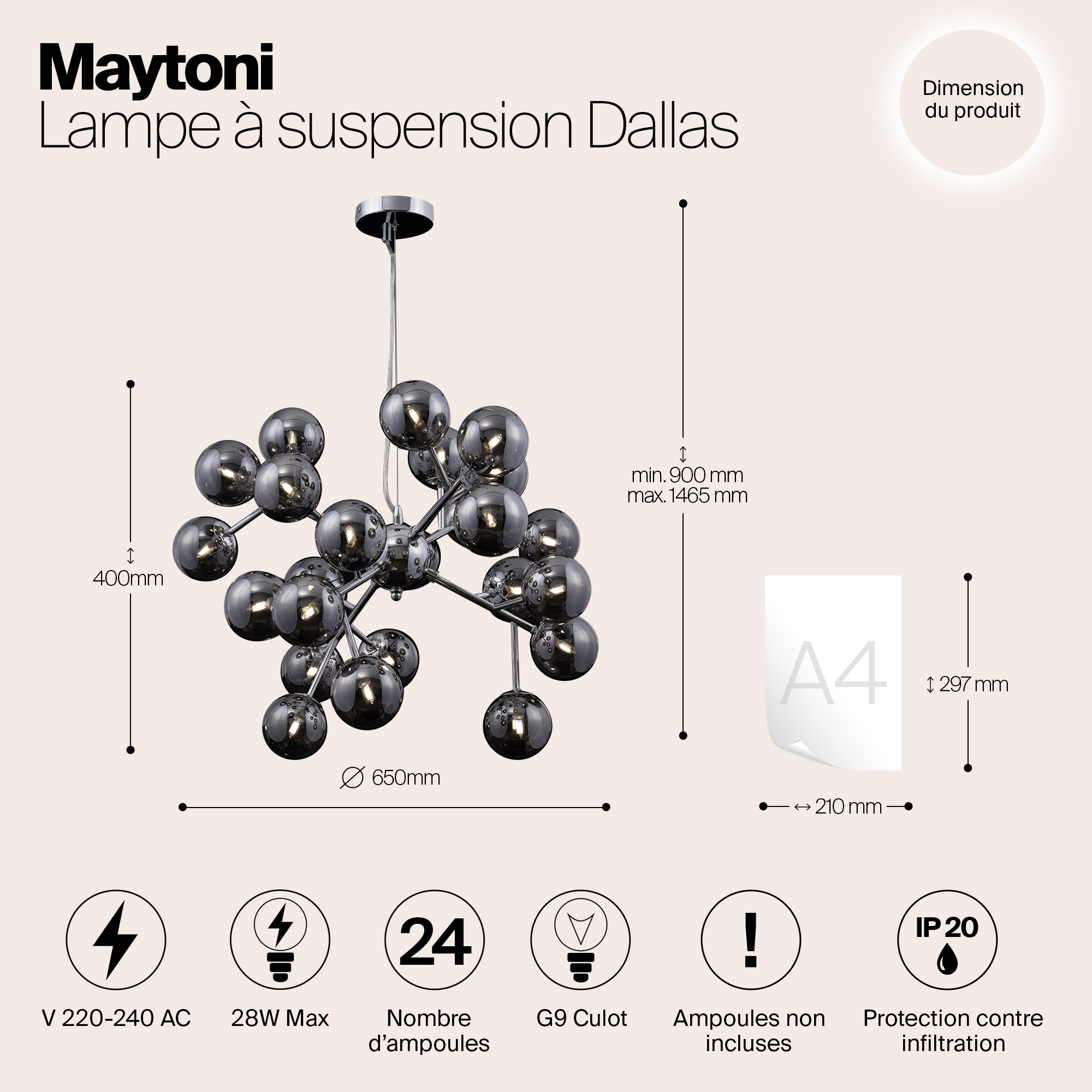 Дополнительная картинка Подвесной светильник Maytoni Dallas MOD545PL-24G
