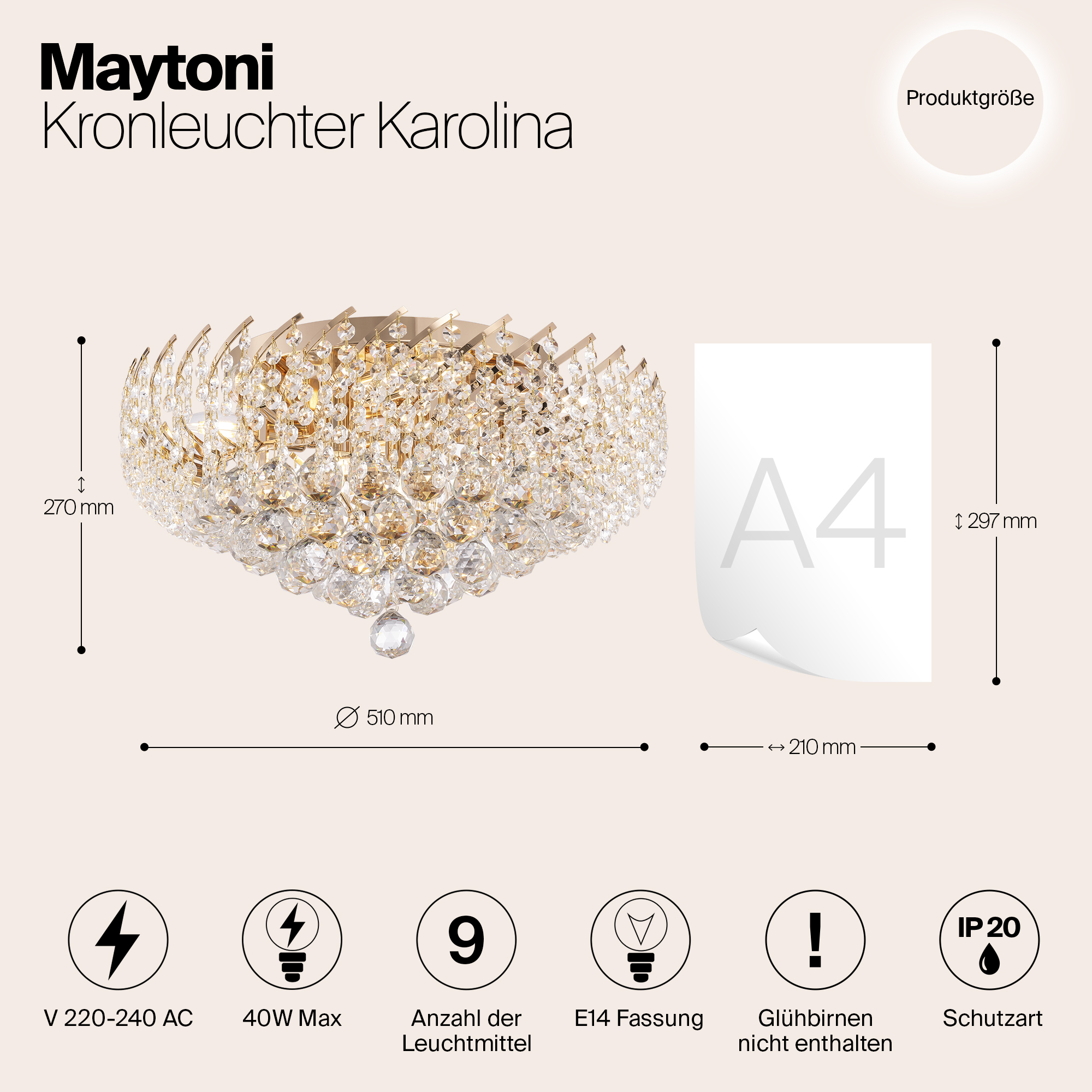 Дополнительная картинка Потолочная люстра Maytoni Karolina DIA120-09-G