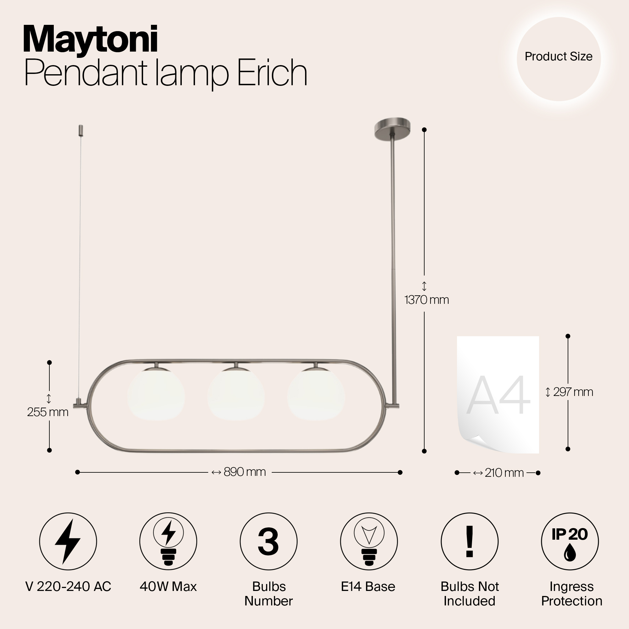 Дополнительная картинка Подвесной светильник Maytoni MOD221PL-03N
