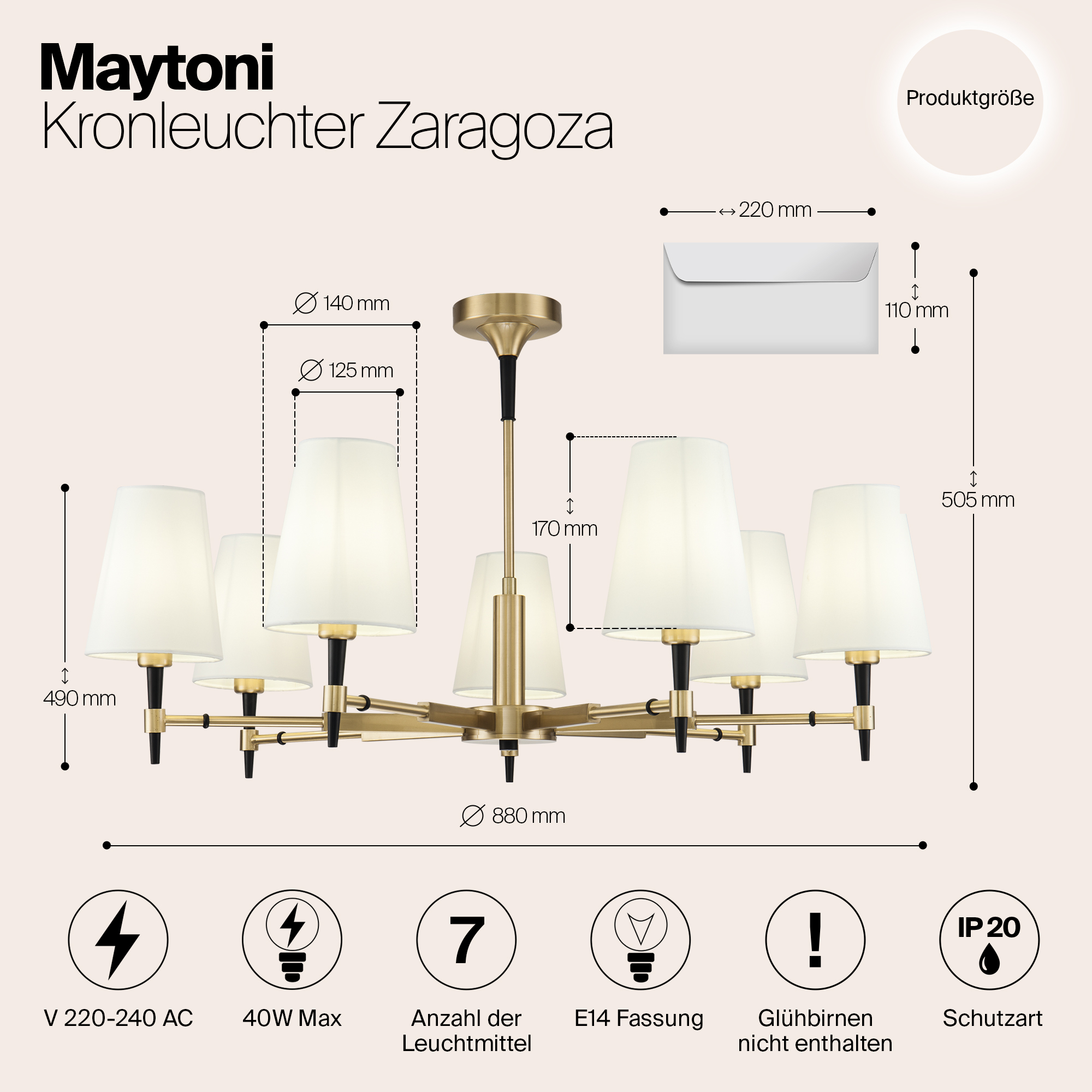 Дополнительная картинка Подвесная люстра Maytoni Zaragoza H001CL-07BS
