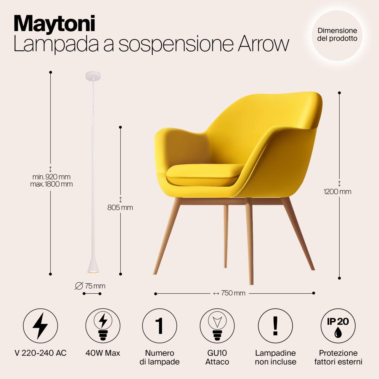Дополнительная картинка Подвесной светильник Maytoni Arrow P064PL-01W