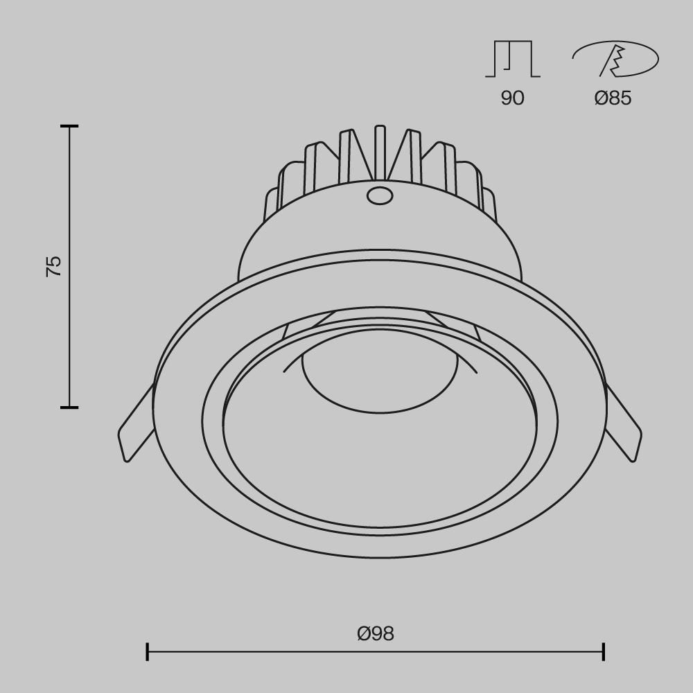 Дополнительная картинка Встраиваемый светильник Technical DL031-L12W4K-B