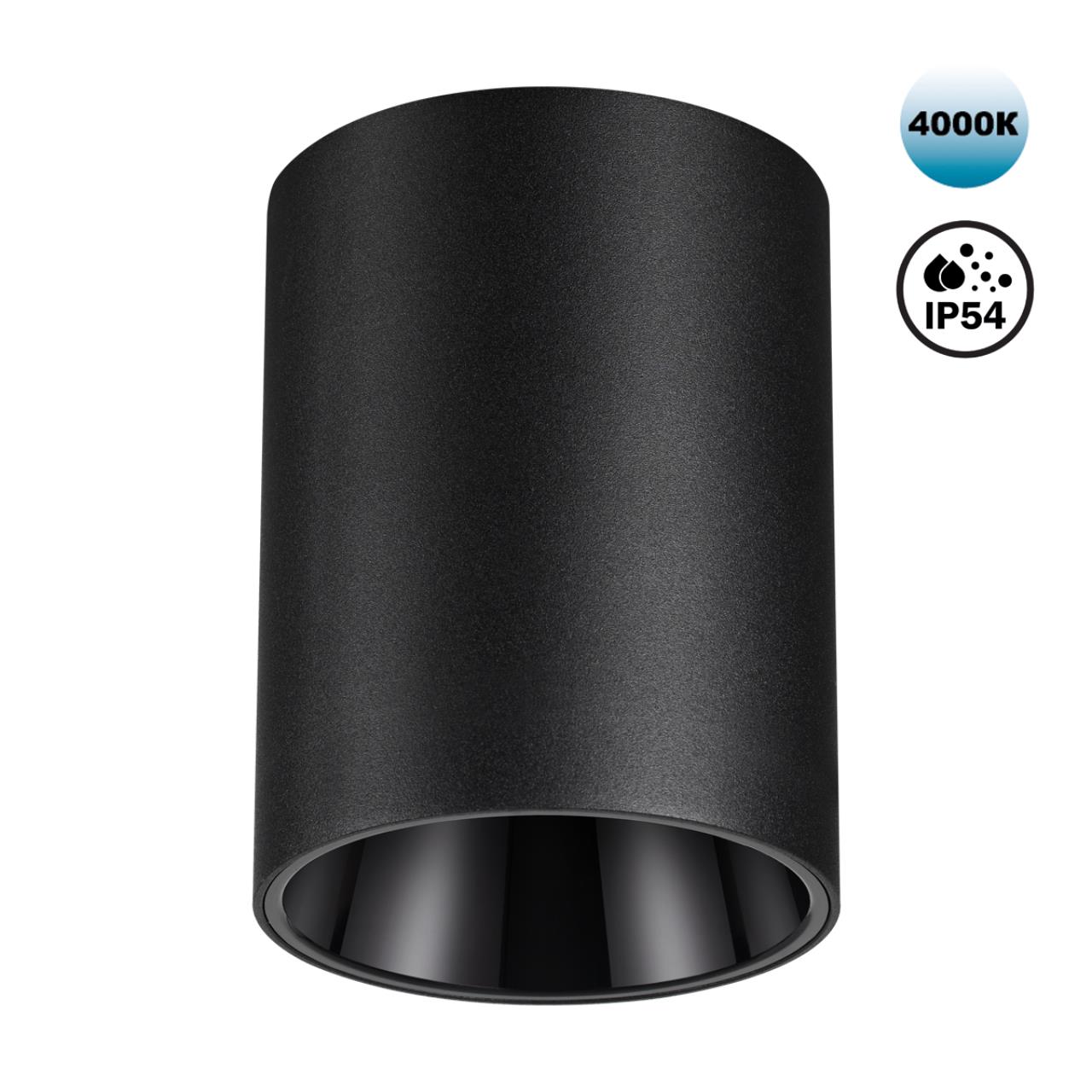 359423 OVER NT24 000 черный Светильник накладной влагозащищённый IP54 LED 15W 170-265V 4000К 1350Лм RECTE купить в Алматы svet.kz