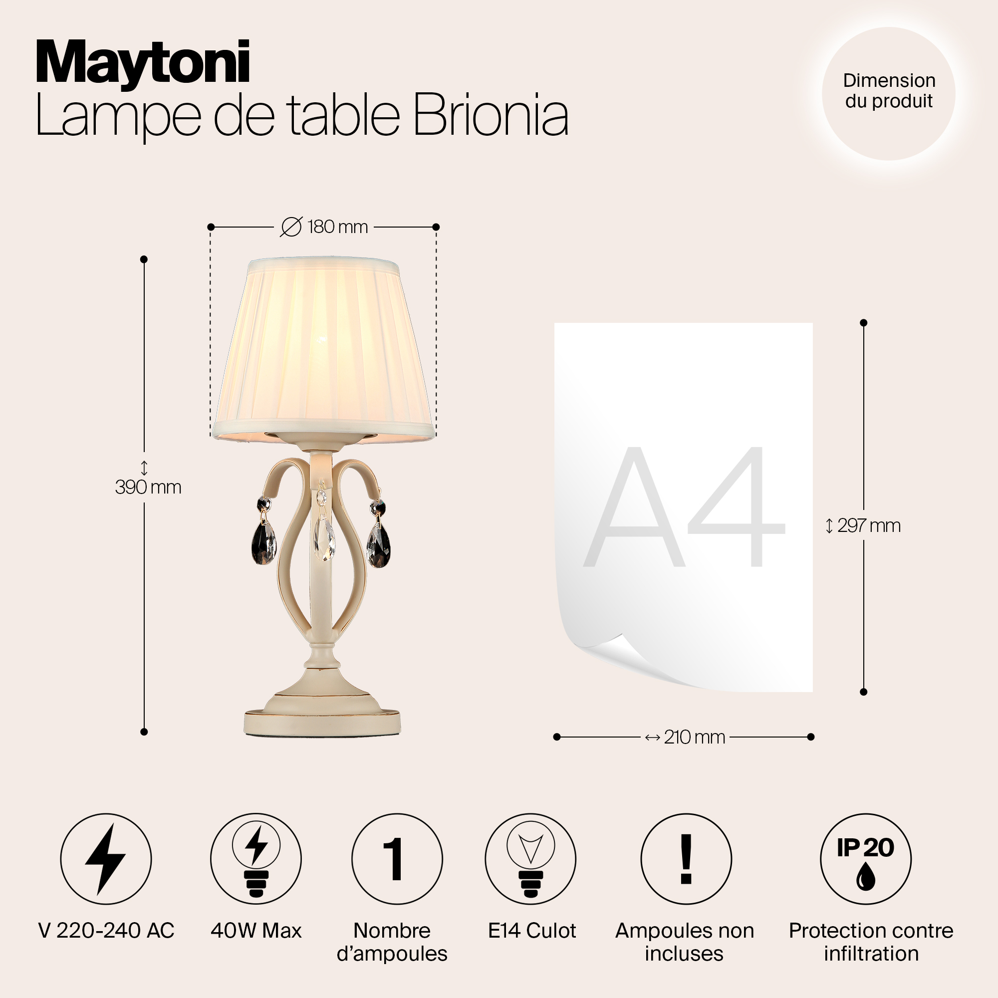 Дополнительная картинка Настольная лампа Maytoni Brionia ARM172-01-G