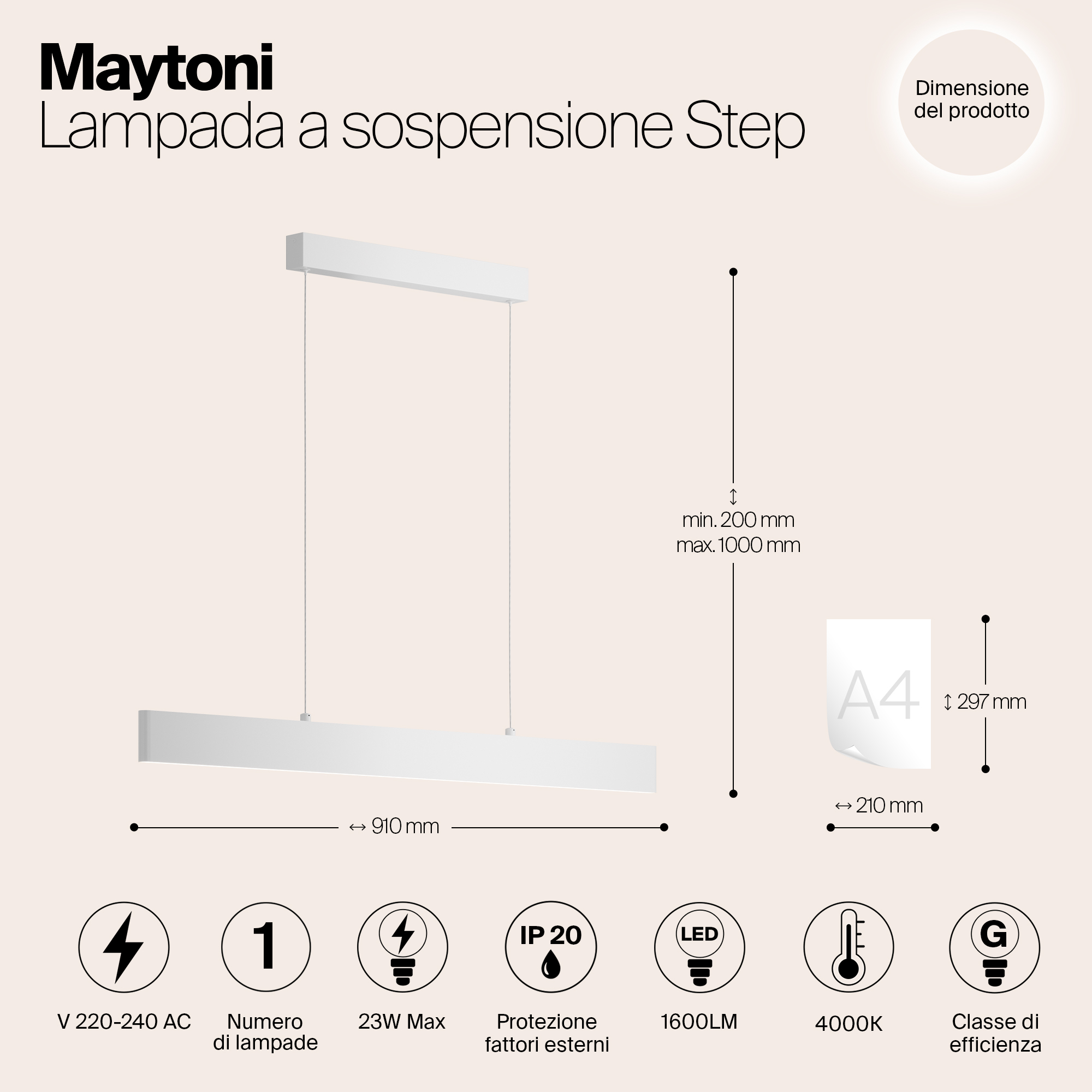 Дополнительная картинка Подвесной светодиодный светильник Maytoni Step P010PL-L23W4K