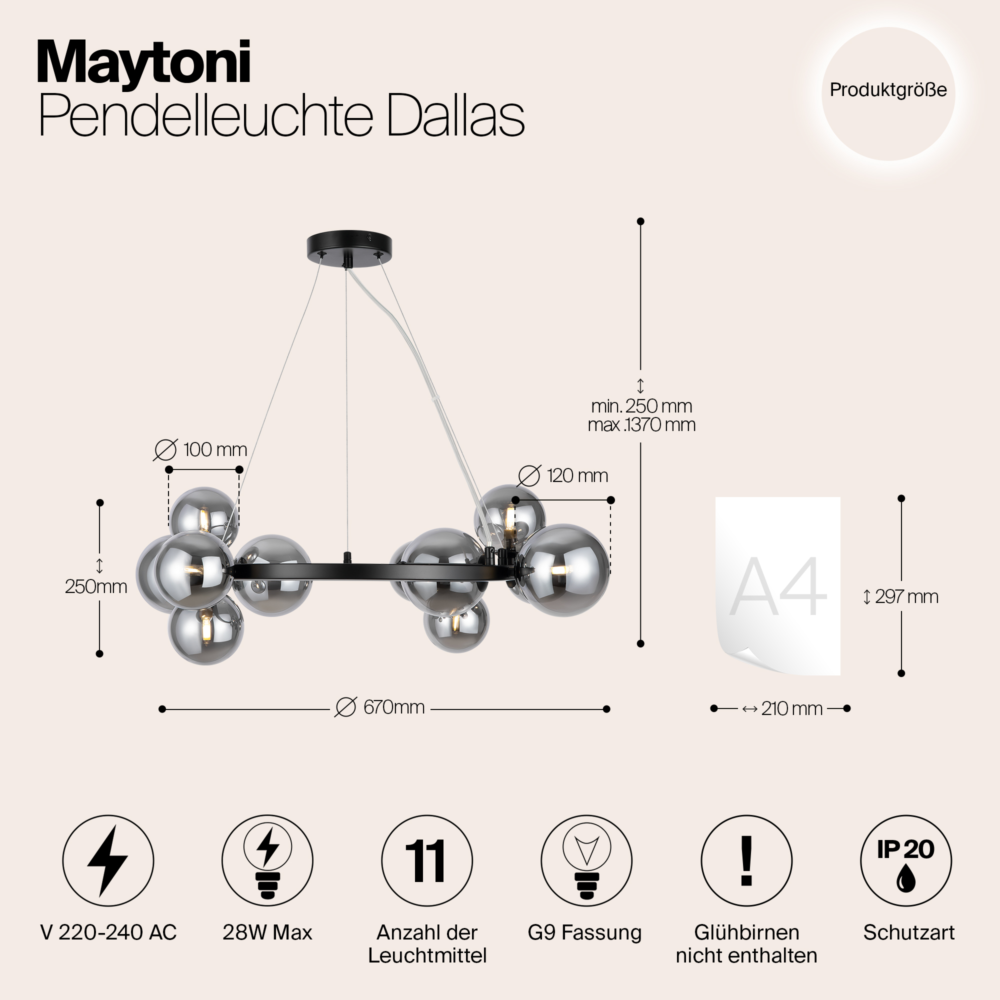 Дополнительная картинка Подвесной светильник Maytoni MOD545PL-11B