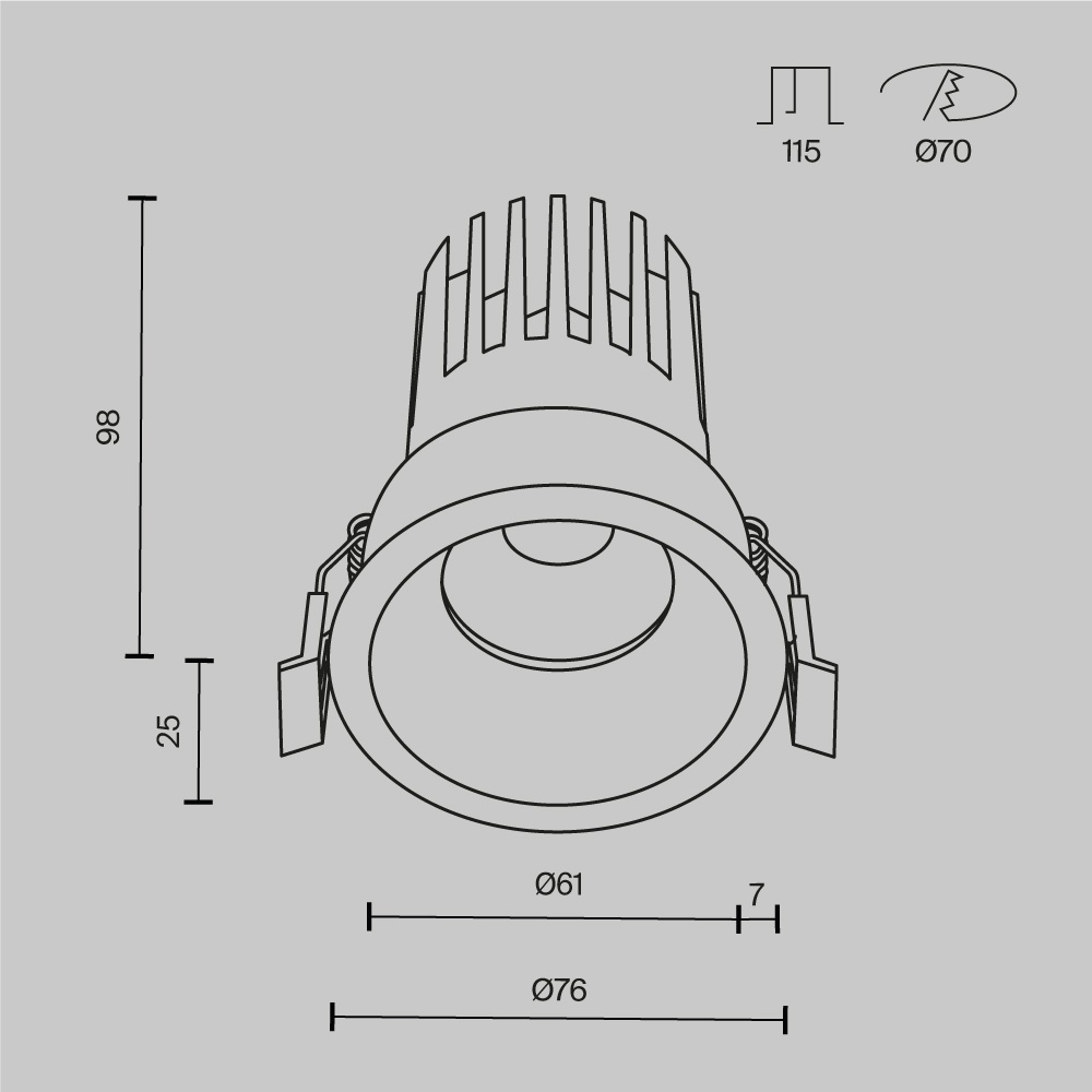Картинка Встраиваемый светильник Technical DL117-15W-2.7K-W