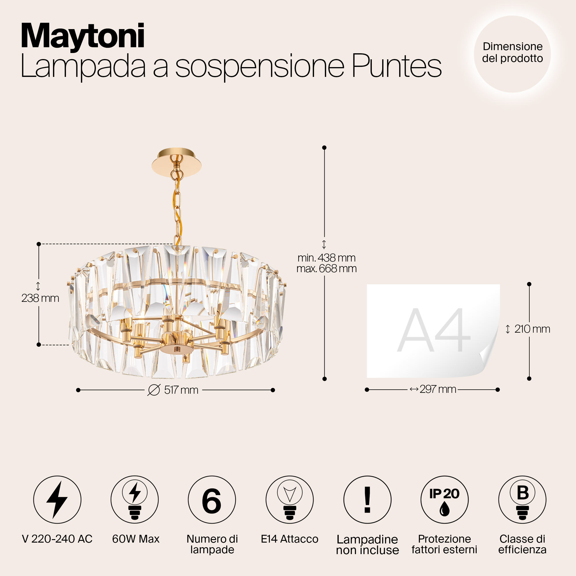 Дополнительная картинка Подвесная люстра Maytoni Puntes MOD043PL-06G