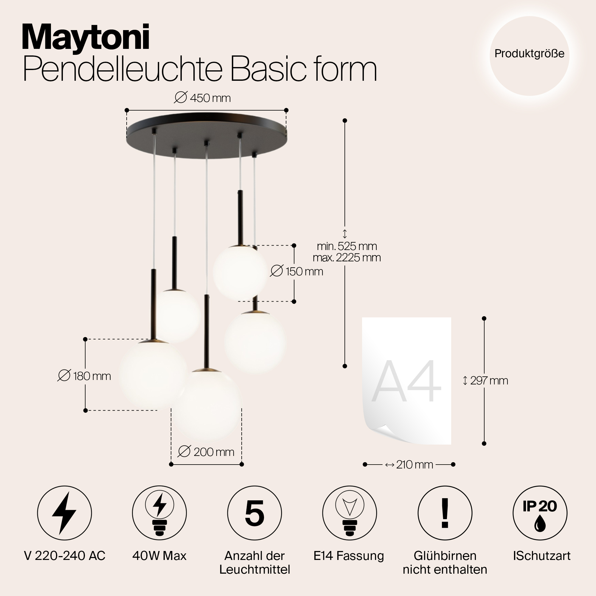 Дополнительная картинка Подвесной светильник Maytoni MOD321PL-05B