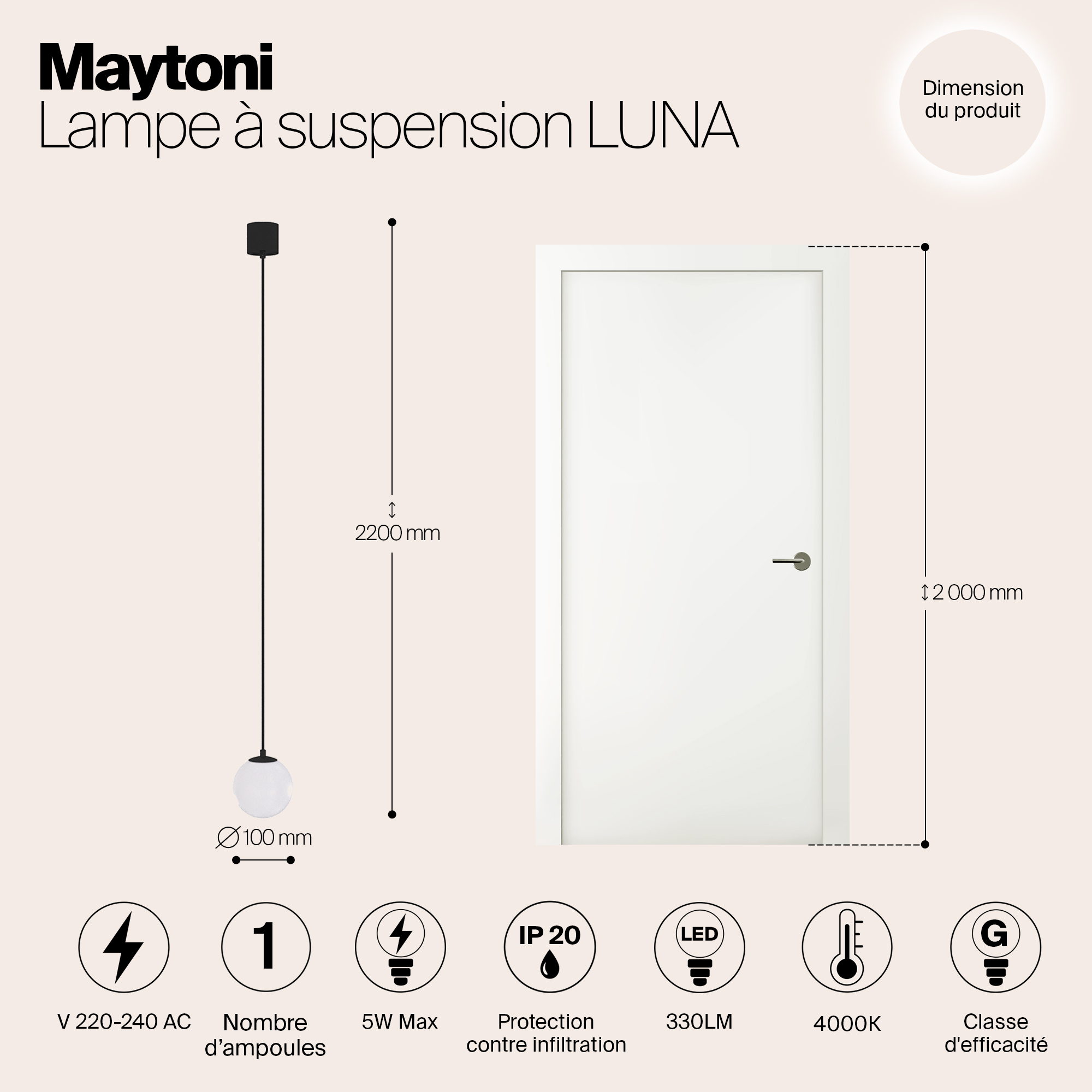 Дополнительная картинка Подвесной светильник Technical P039PL-5W4K-10-B