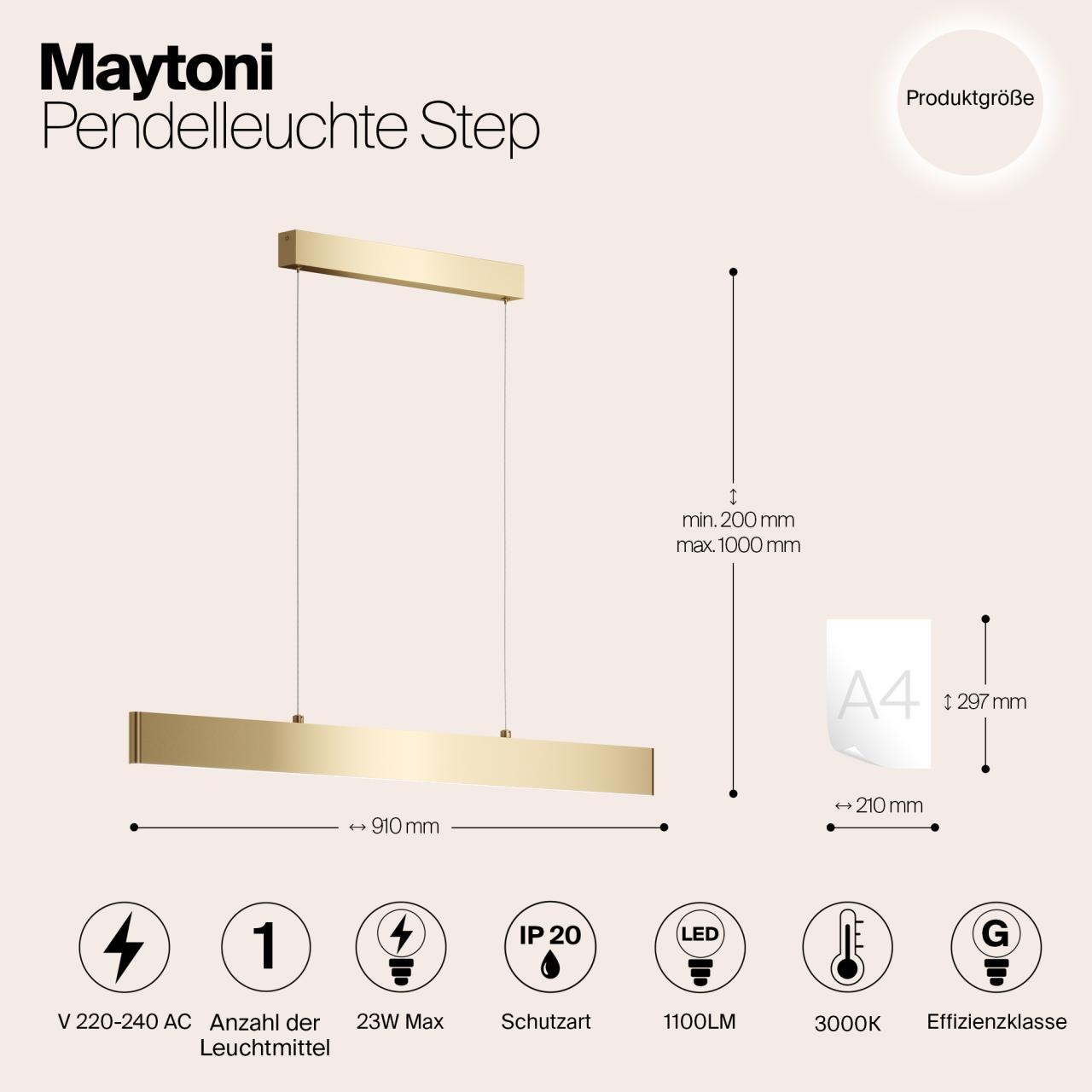 Дополнительная картинка Подвесной светодиодный светильник Maytoni Step P010PL-L23G3K