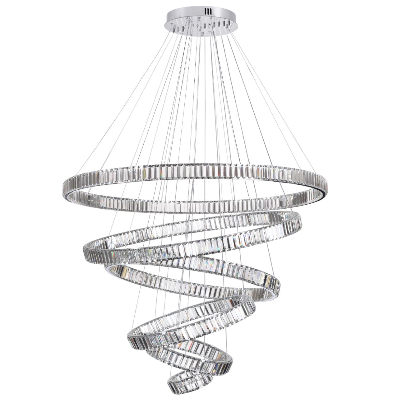 4930/260l l-vision odl24 000 хром/прозрачный металл/хрусталь люстра led 260w 4000k 30600лм vekia, доставка по Казахстану 