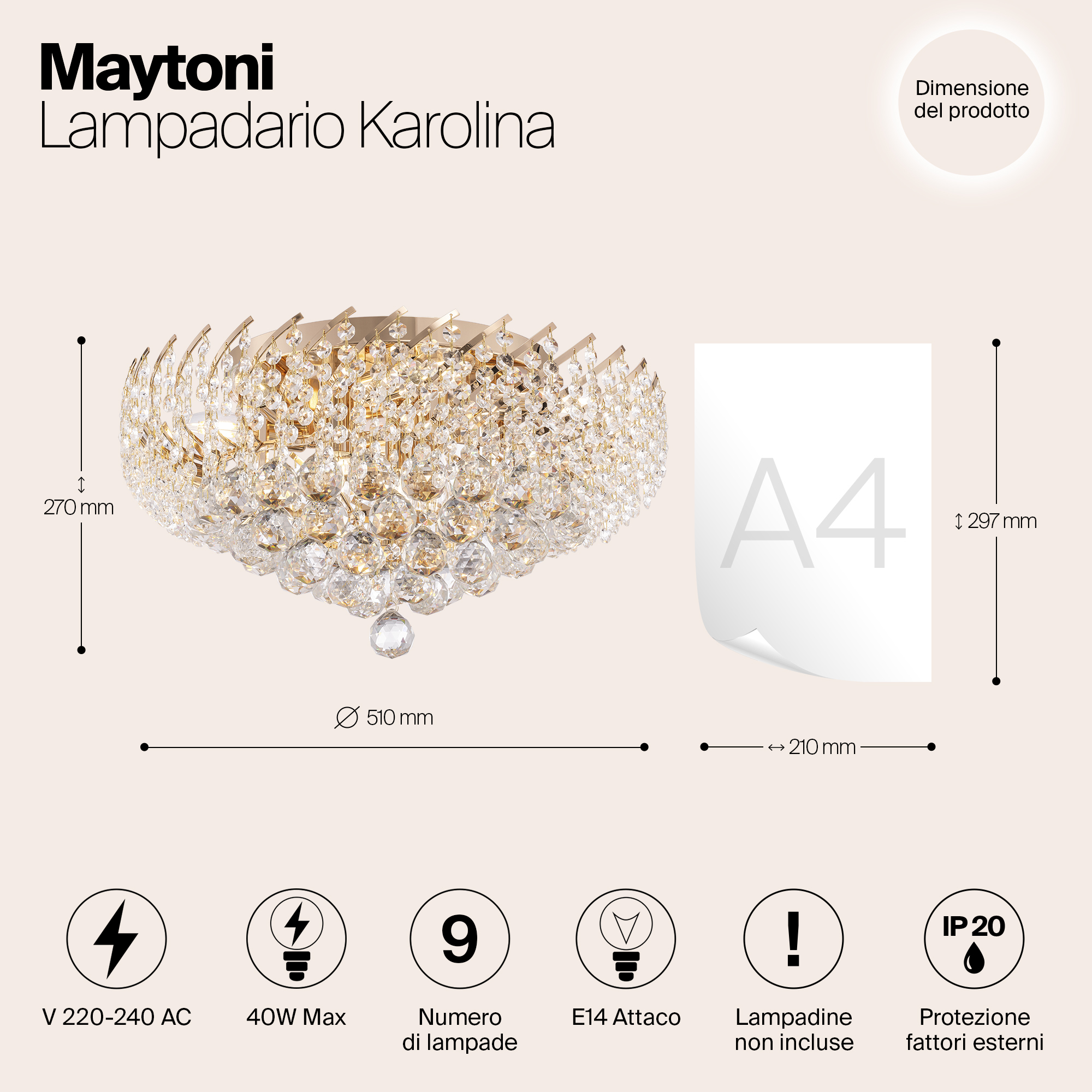 Дополнительная картинка Потолочная люстра Maytoni Karolina DIA120-09-G