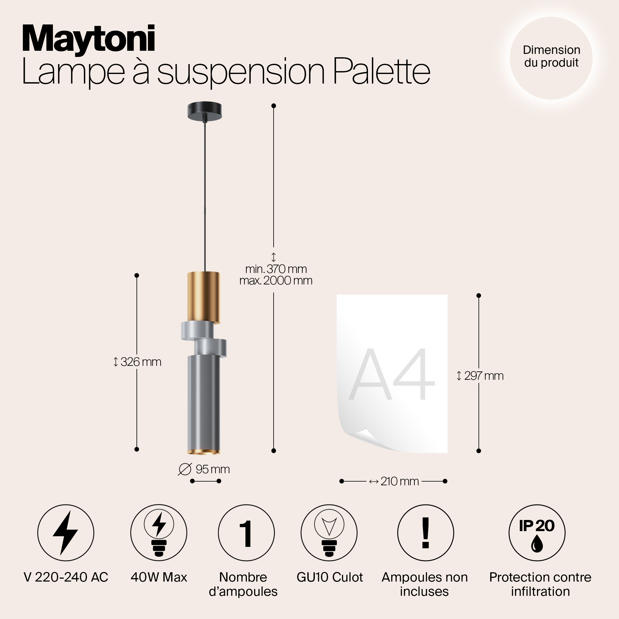 Дополнительная картинка Подвесной светильник Maytoni MOD303PL-01CFL3