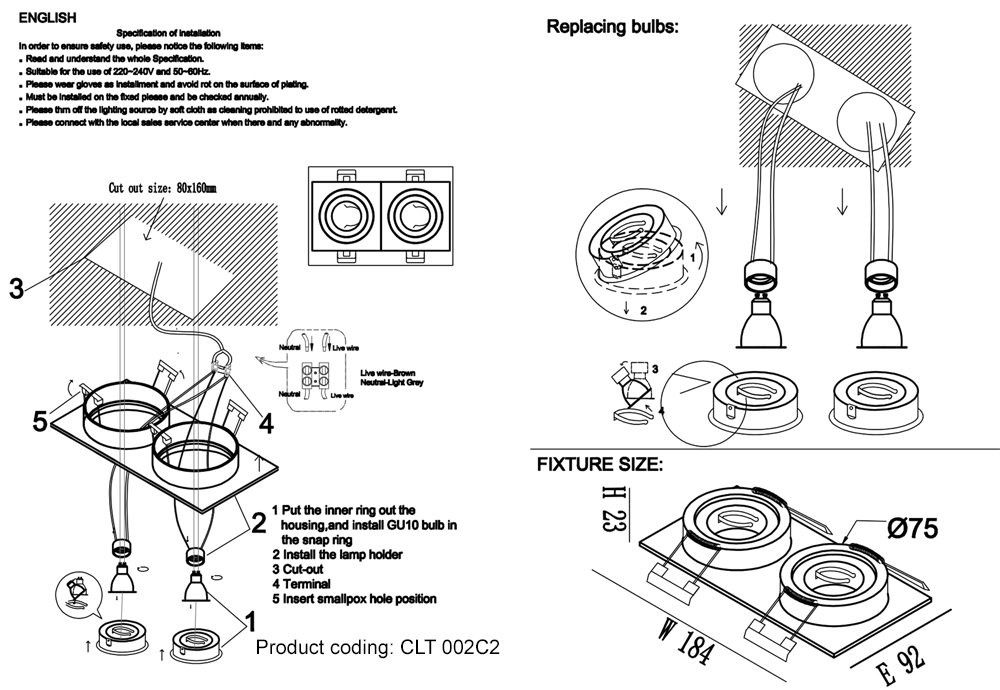 Дополнительная картинка Светильник встроенный Crystal Lux CLT 002C2 WH Crystal Lux 1400/149