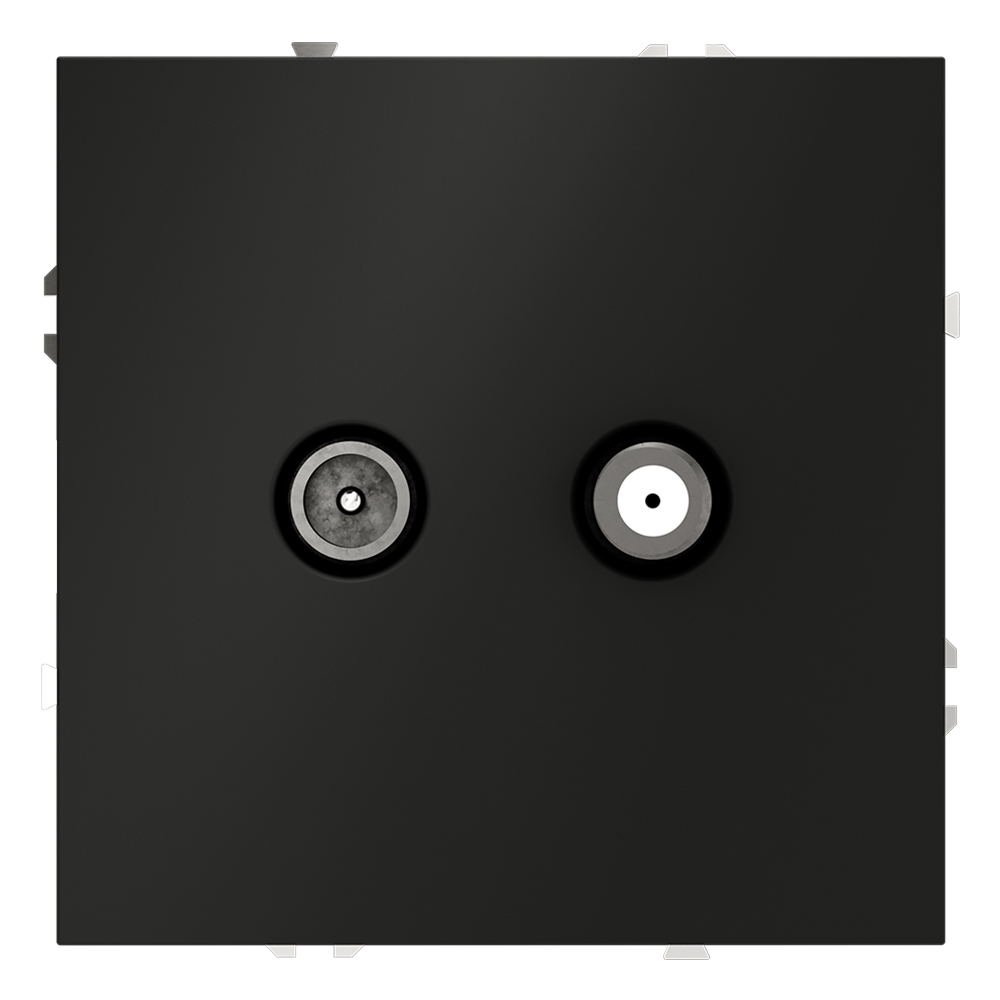 Розетка телевизионная встраиваемая VOLTUM S70 оконечная TV+SAT, (черный матовый) VLS060408 