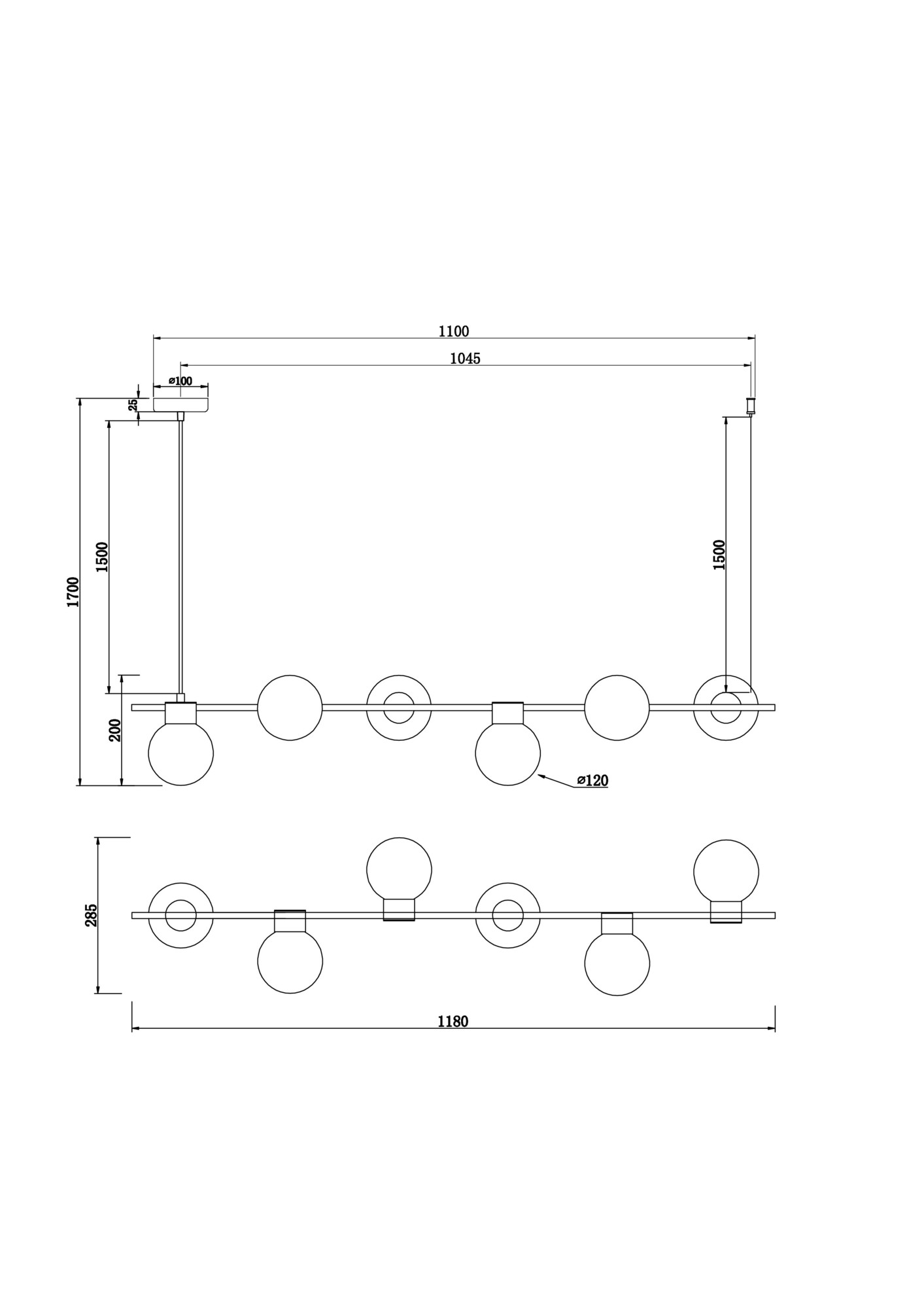 Дополнительная картинка Подвесной светильник Freya FR5232PL-06B1