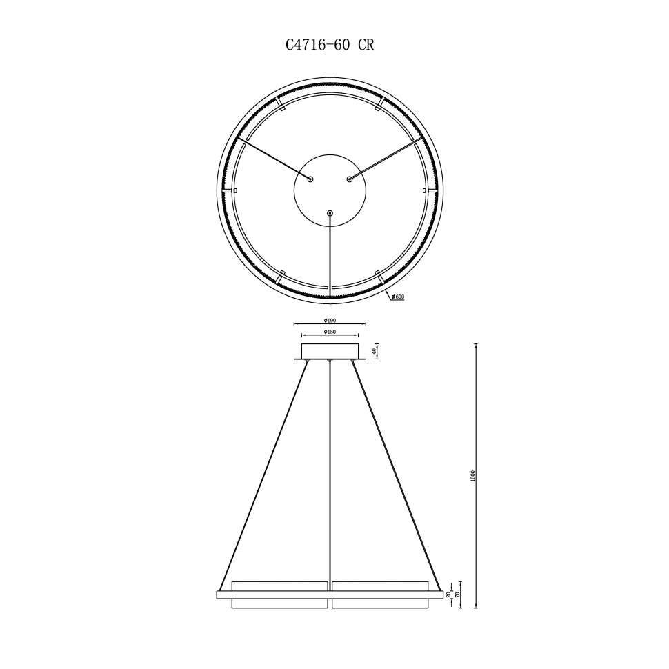 Картинка Светильник подвесной iLedex Meridian iLedex C4716-60 CR