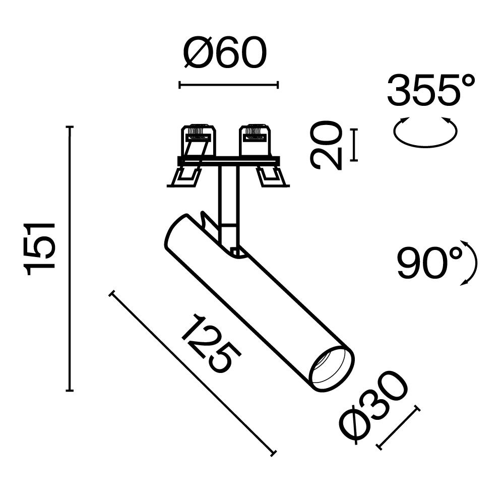 Дополнительная картинка Встраиваемый светильник Technical C141RS-L125-6W3K-W