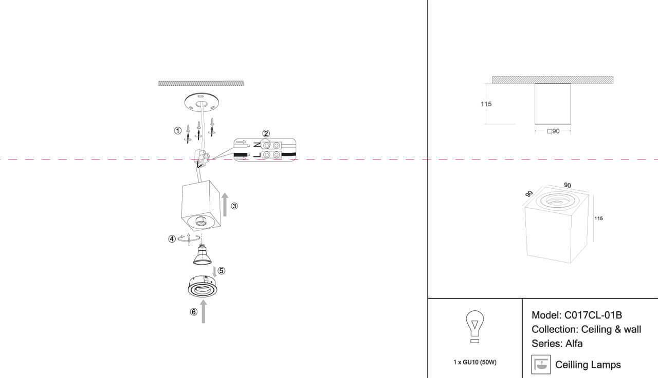 Картинка Потолочный светильник C017CL-01B