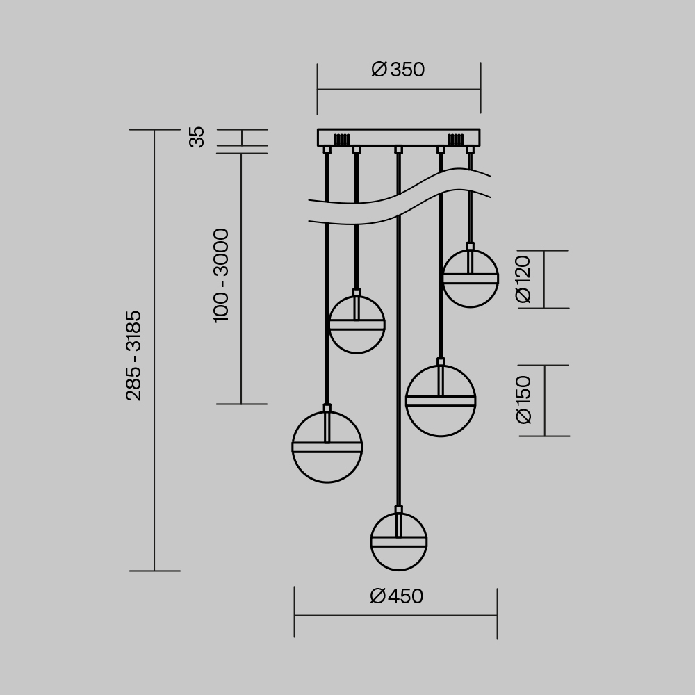 Дополнительная картинка Подвесной светильник Maytoni MOD295PL-L60BBS3K