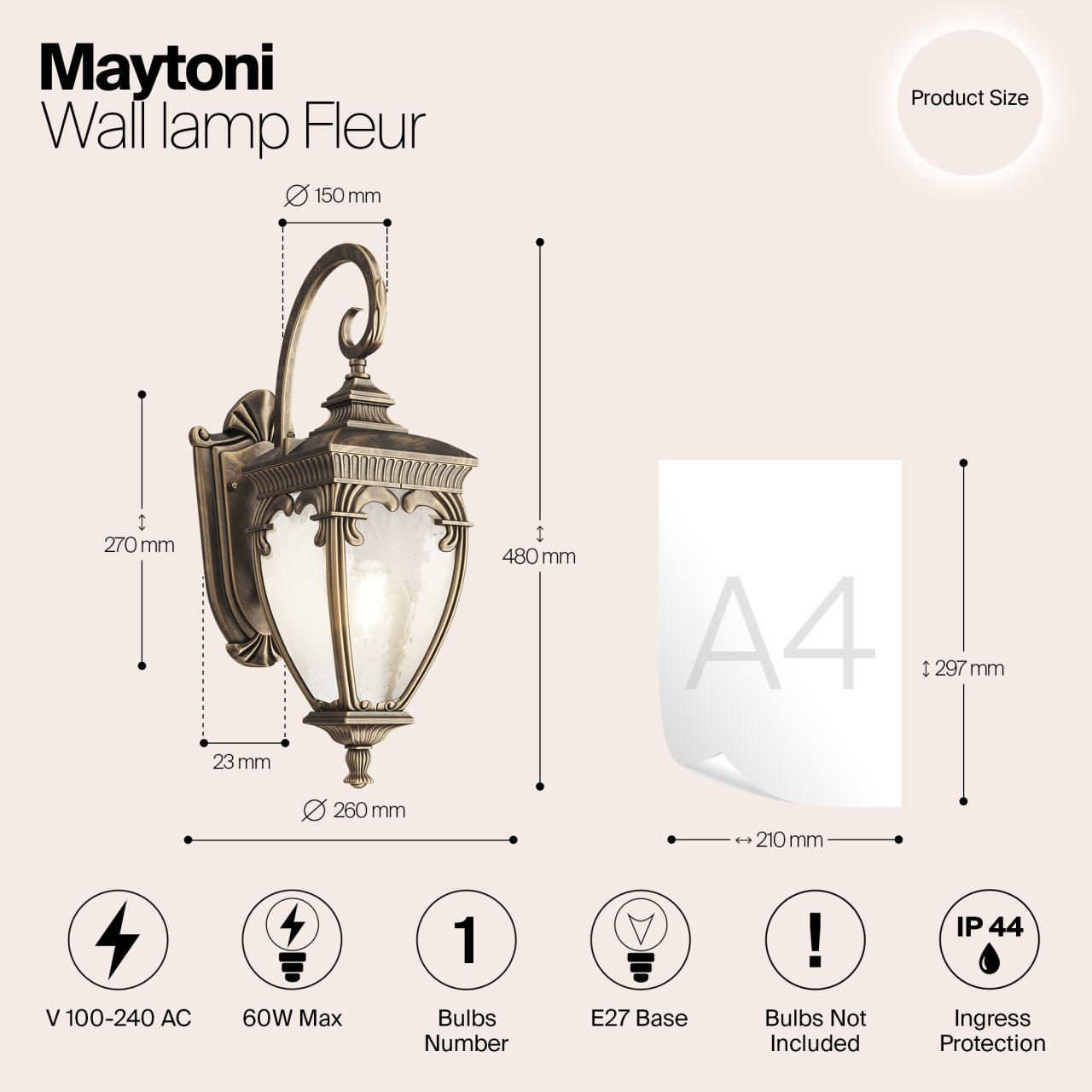 Дополнительная картинка Настенный светильник Maytoni Fleur O414WL-01GB