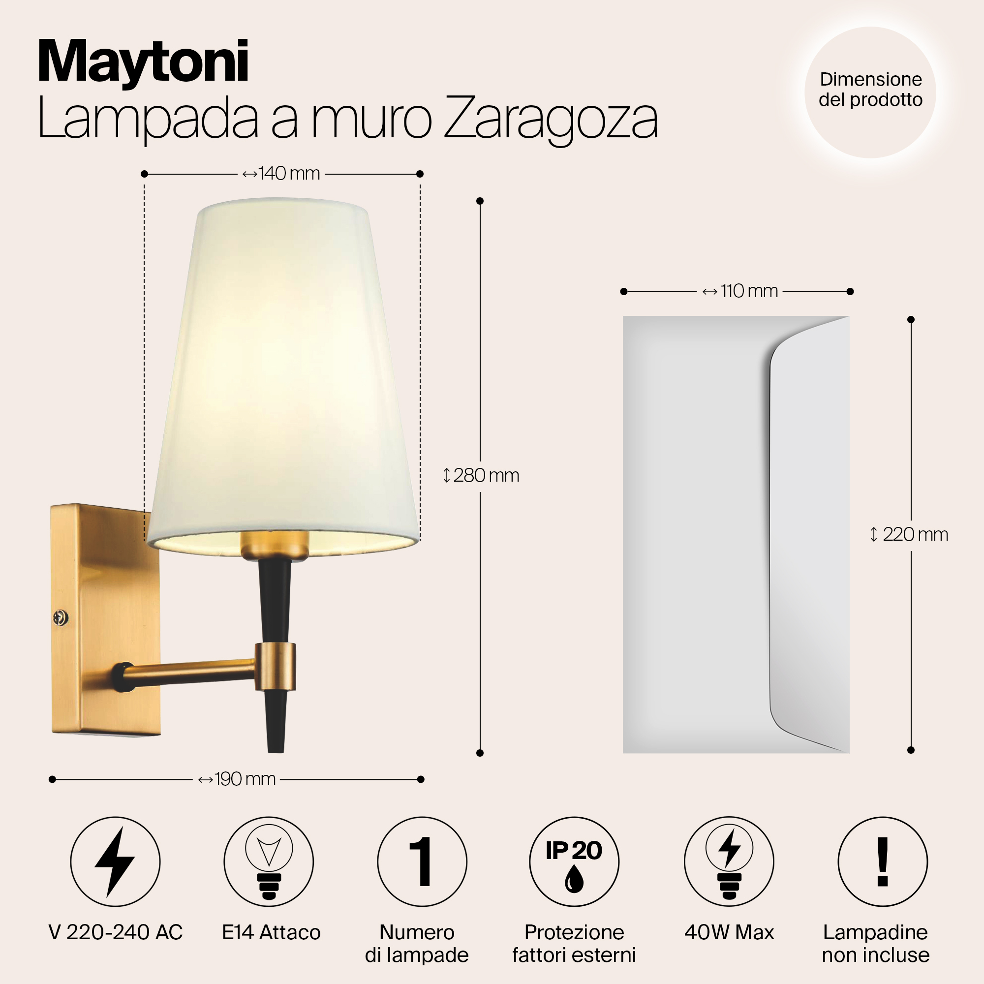 Дополнительная картинка Бра Maytoni Zaragoza H001WL-01BS