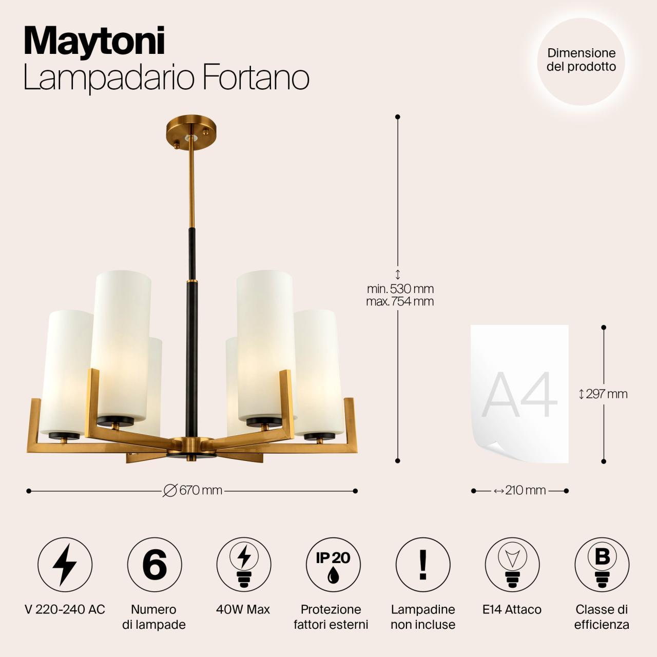 Дополнительная картинка Подвесная люстра Maytoni Fortano MOD089PL-06BS