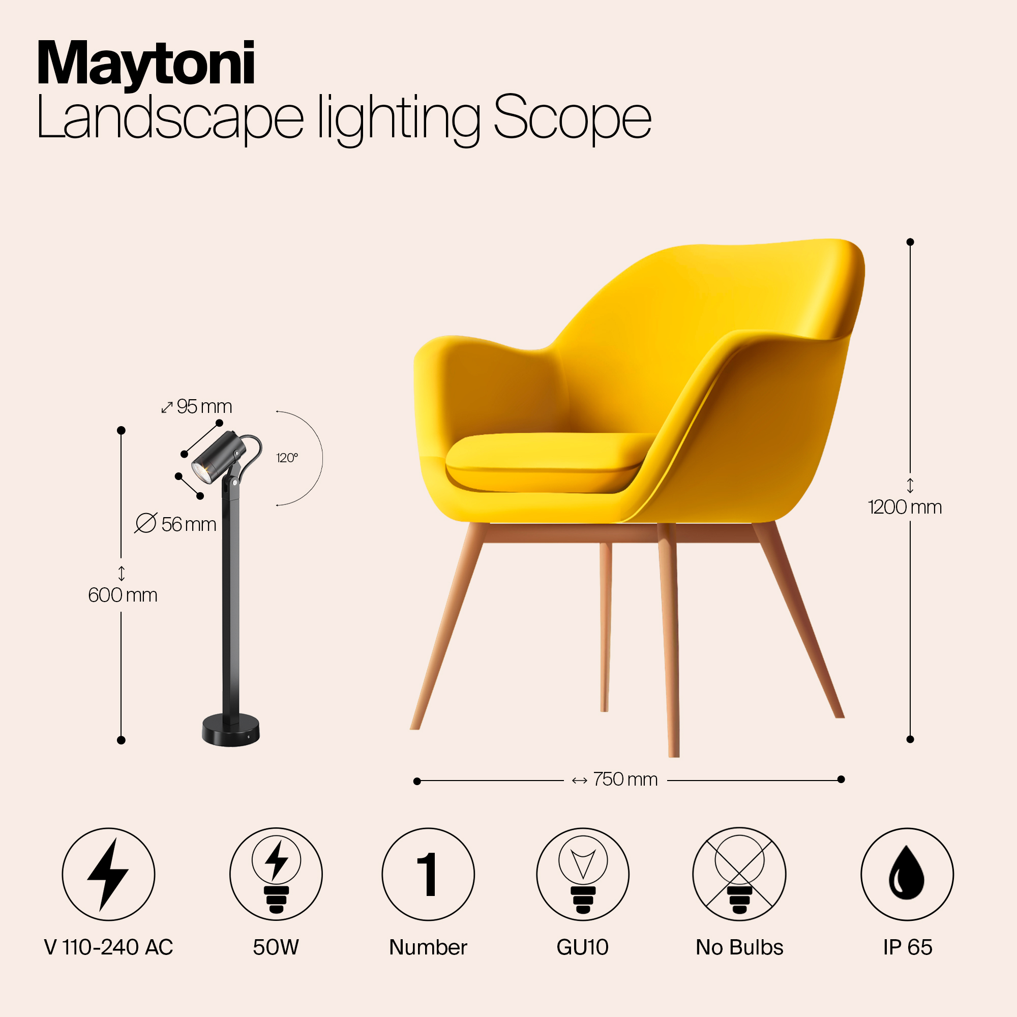 Дополнительная картинка Ландшафтный светильник Outdoor O025FL-01B1