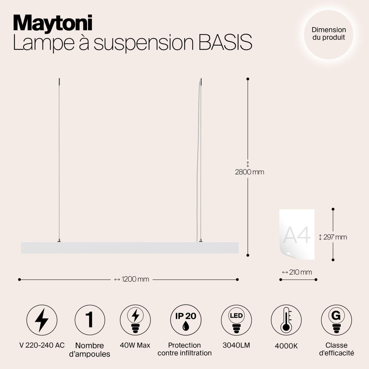 Дополнительная картинка Подвесной светодиодный светильник Maytoni Vinder P051PL-L40W4K