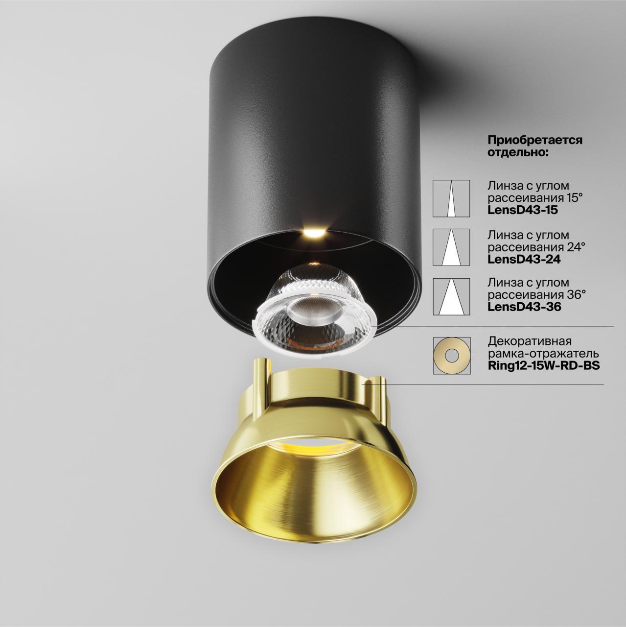 Дополнительная картинка Потолочный светильник Technical C064CL-12W3K-RD-B