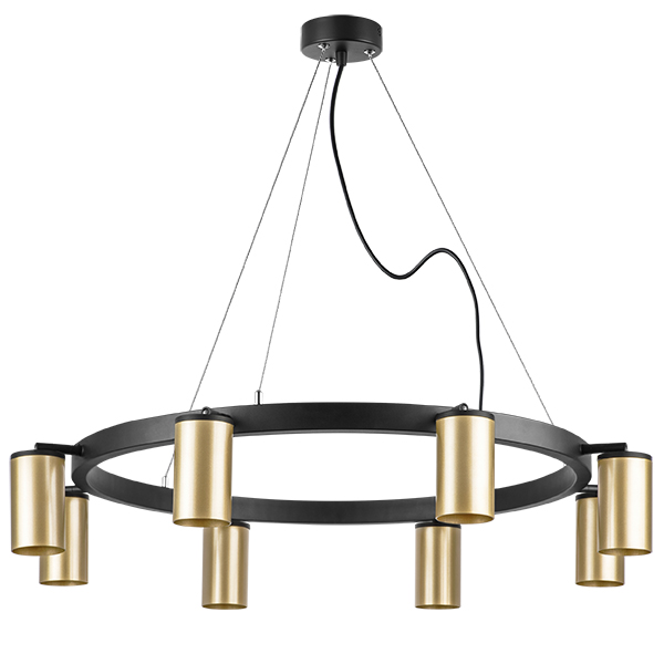 lr018408 подвесной светильник rullo 8х50w gu10 черный/золото (571018+214440-8), доставка по Казахстану 