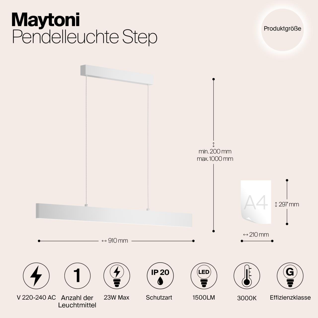 Дополнительная картинка Подвесной светодиодный светильник Maytoni Step P010PL-L23W