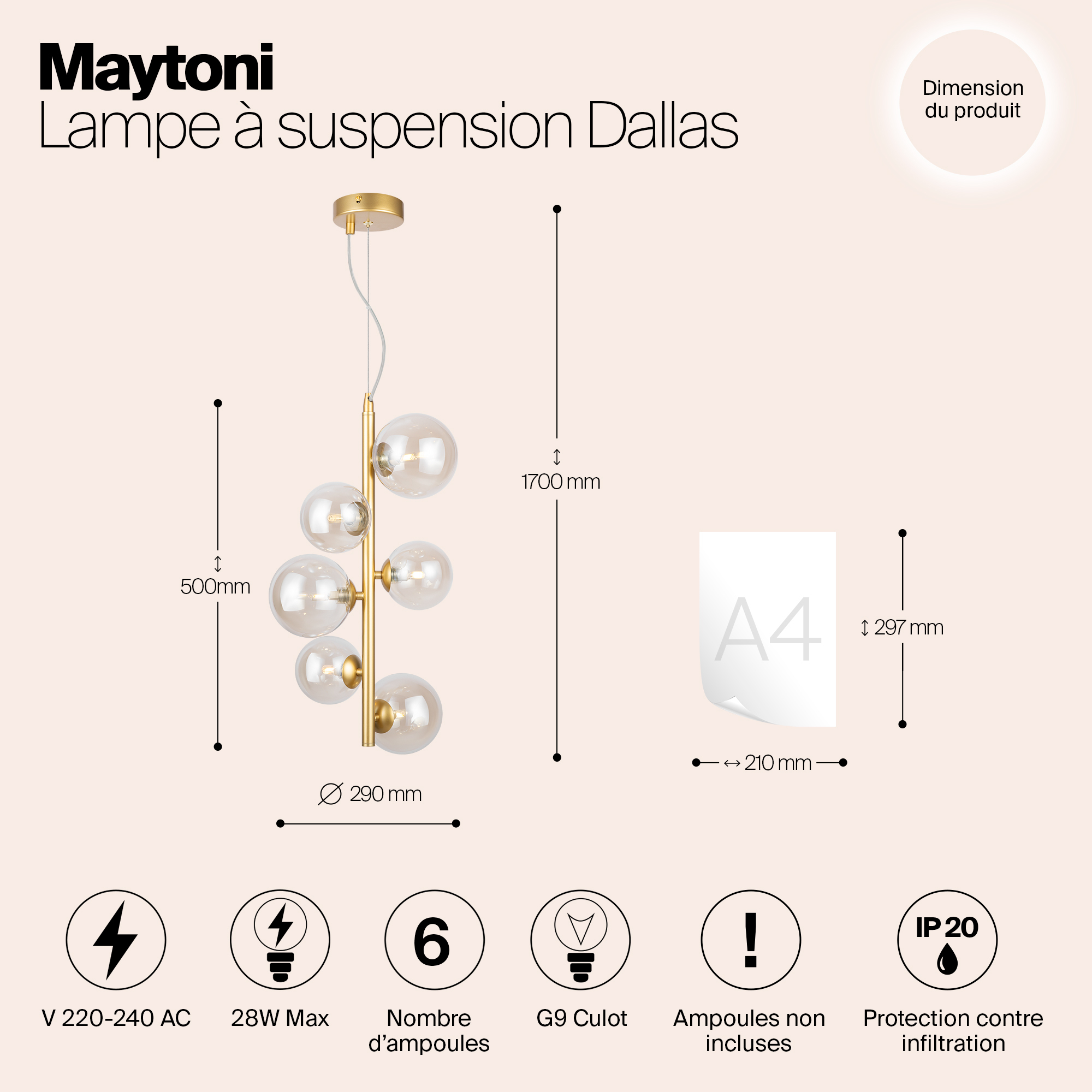 Картинка Подвесной светильник Maytoni MOD545PL-06G
